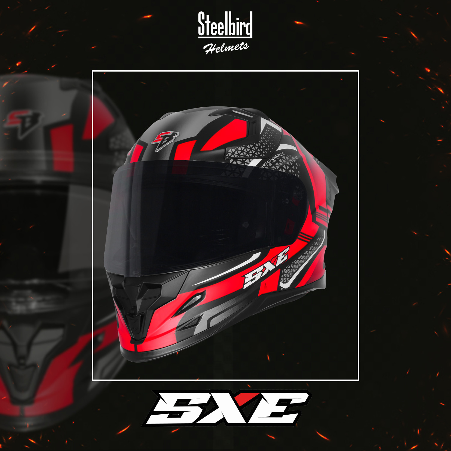 Image of Steelbird SBH-61 SXE X5 ISI and Dot Certified Full Face Graphic Helmet for Men Motorbike Helmet