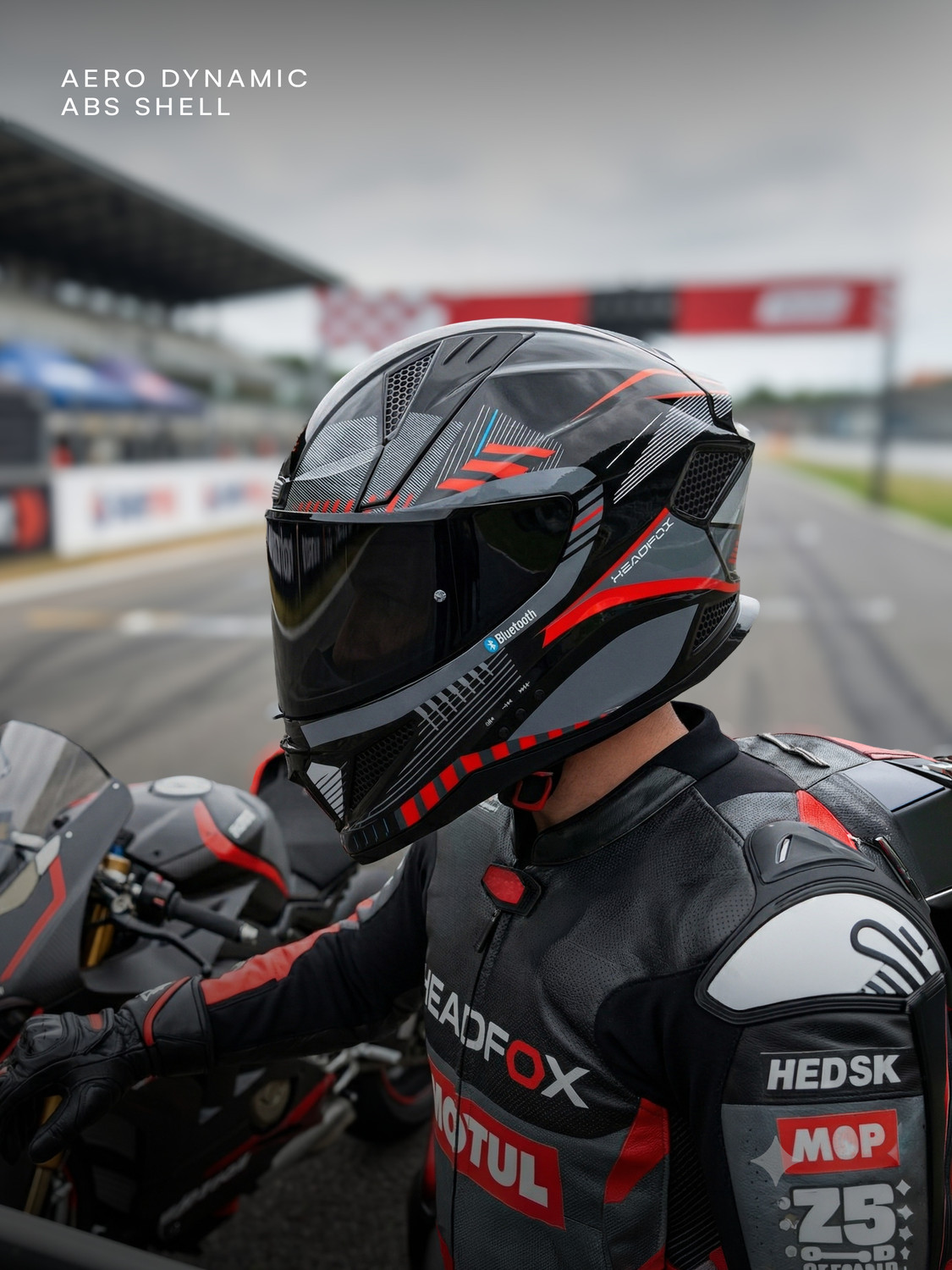 Image of HEADFOX N2F Track Smart Bluetooth For Men & Women| ISI Certified, Music & Calls Motorbike Helmet