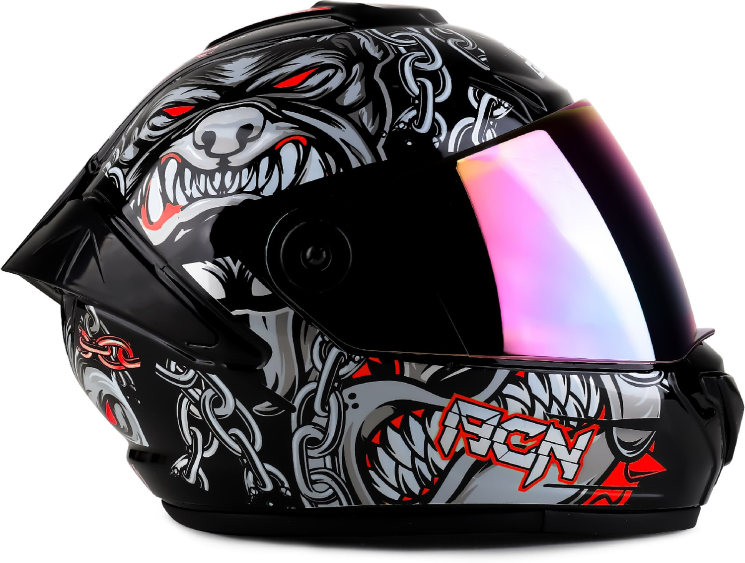 Image of Agx Autogreen Pitbull Speed with Rainbow Visor Motorsports Helmet (Red)