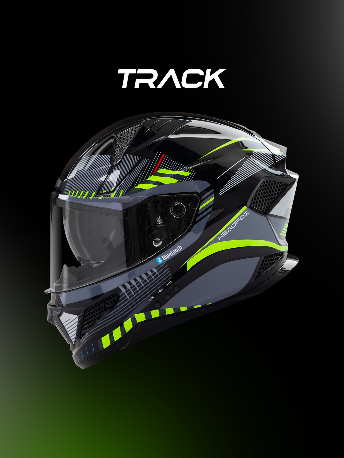 Image of HEADFOX N2F Track Smart Bluetooth For Men & Women| ISI Certified, Music & Calls Motorbike Helmet