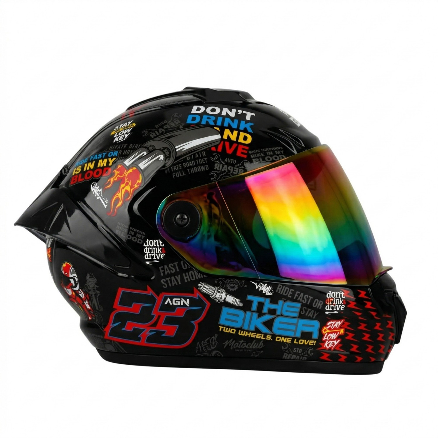 Image of Agx ISI Certified, ABS Material Unisex with Unbreakable Visor Motorbike Helmet (Multicolor)