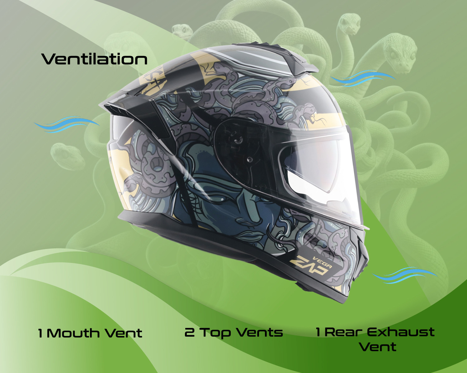 Image of VEGA Zap DV Medusa Motorbike Helmet
