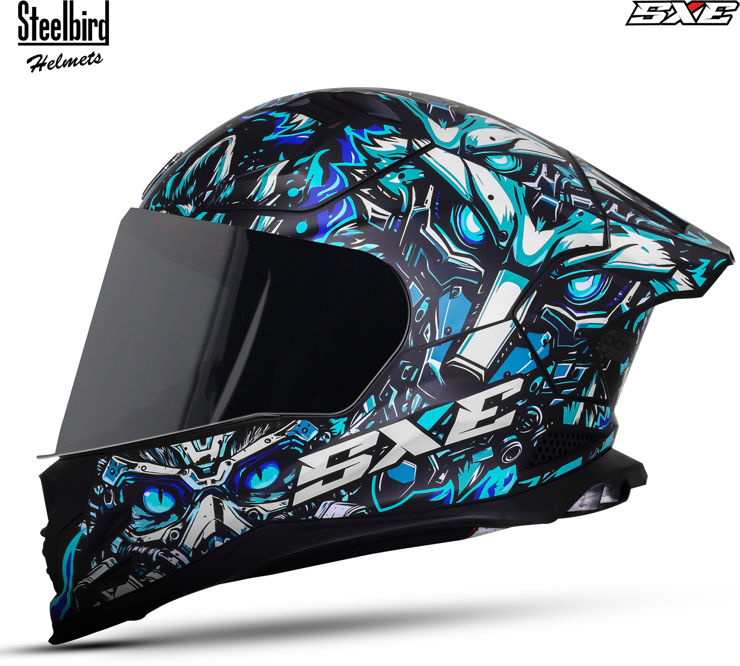 Image of Steelbird SBH 61 SXE X1 ISI and Dot Certified Full Face Graphic Motorbike Helmet