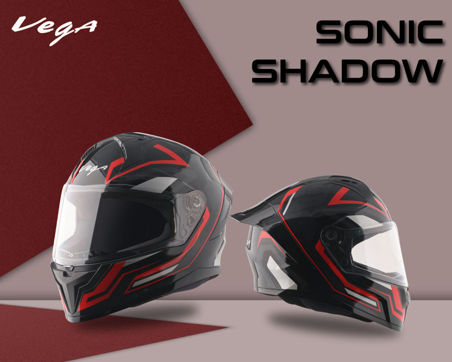 Image of VEGA Sonic Shadow Motorbike Helmet