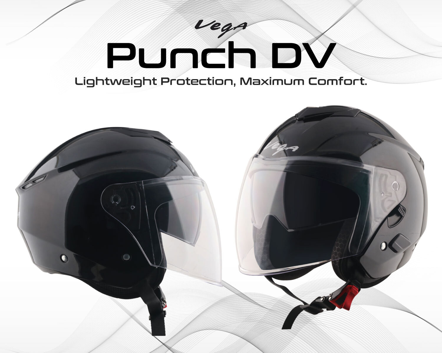 Image of VEGA VO-04 Punch DV Face Helmet-Black-M Motorbike Helmet