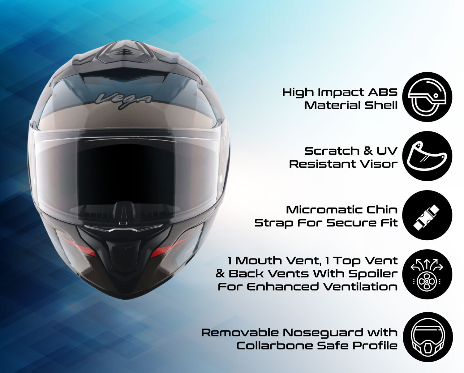 Image of VEGA VF-10 Turbo Flex Motorbike Helmet