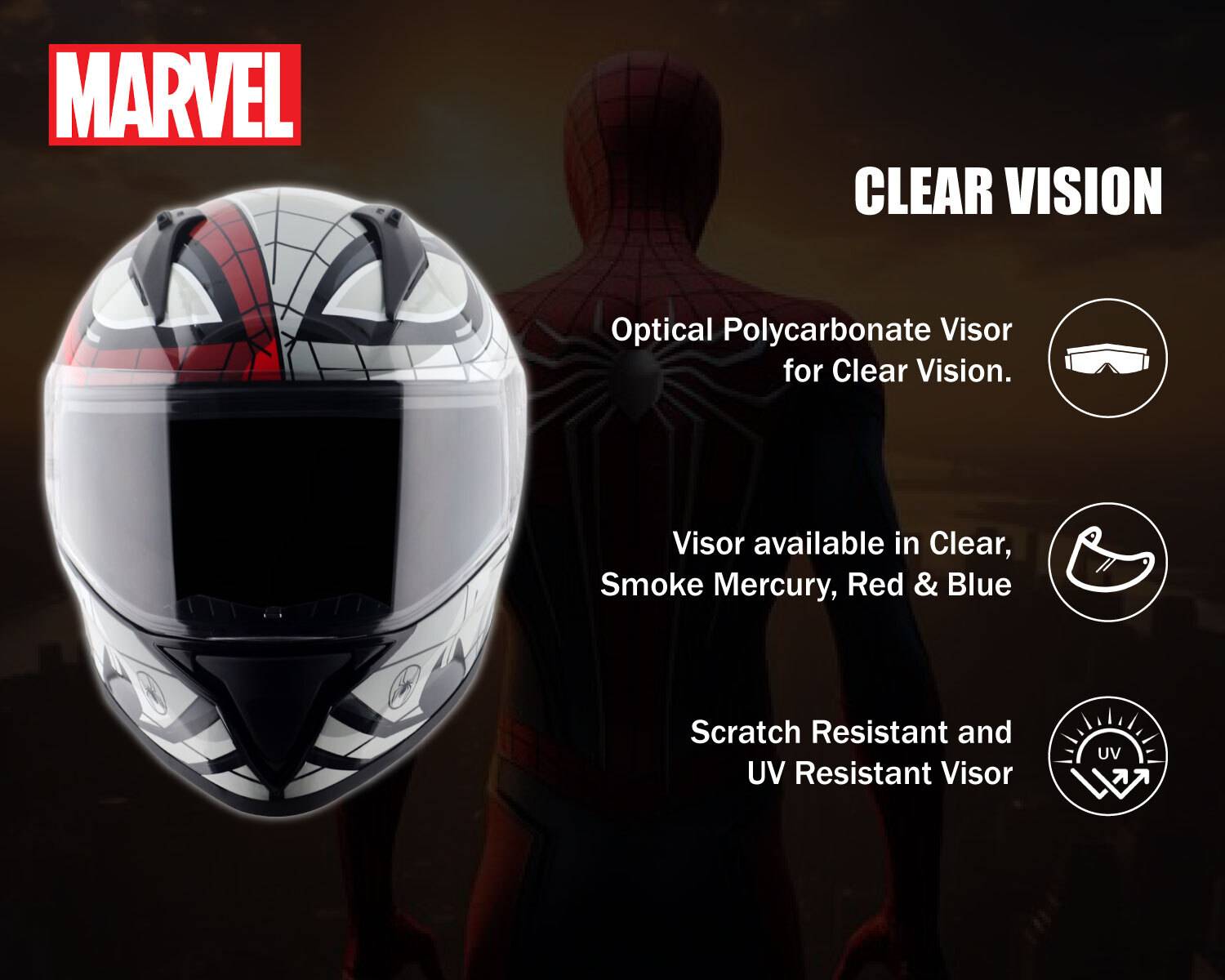 VEGA Bolt Marvel Spiderman Motorbike Helmet - Image 4