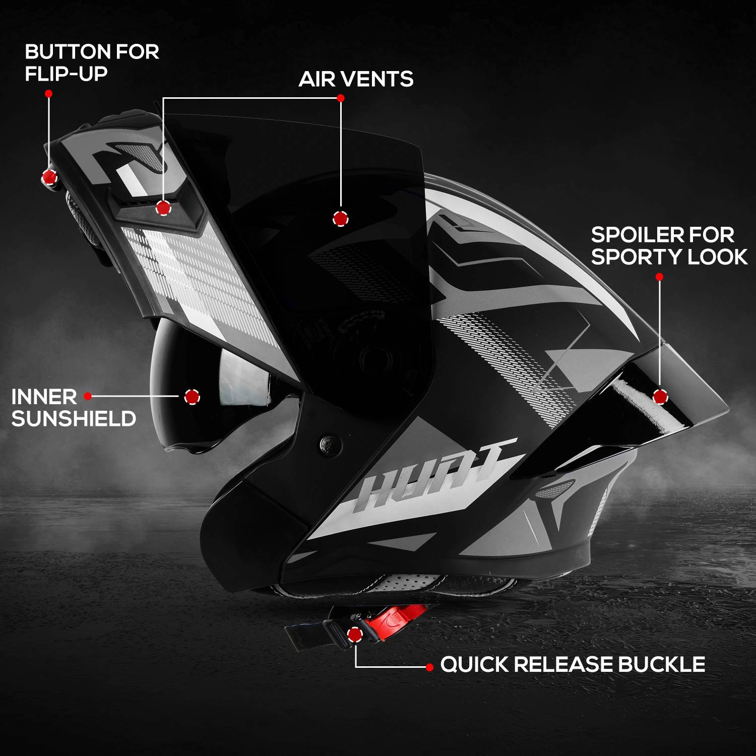 Steelbird SBA-20 Hunt Flip-Up Graphic Helmet - Image 2