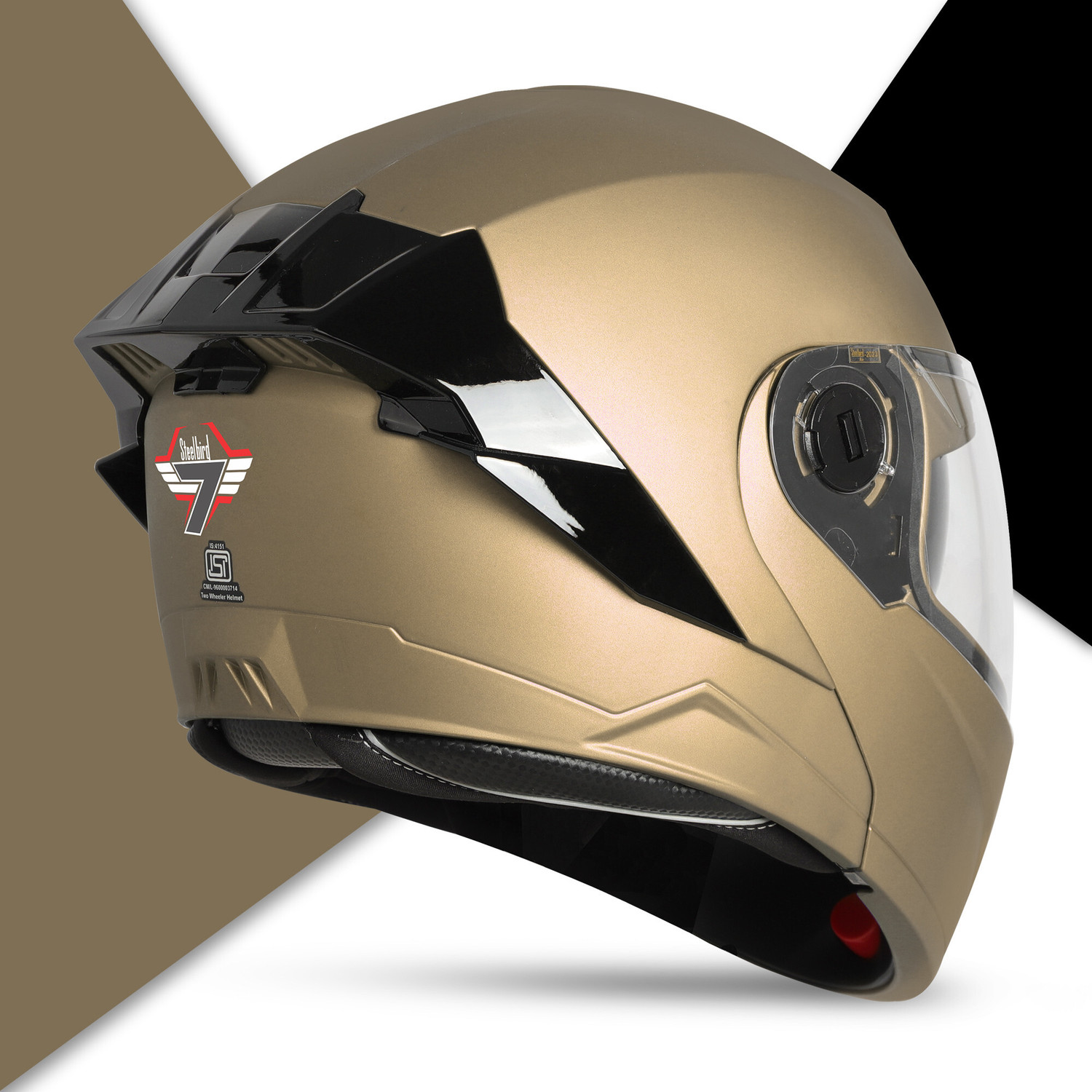 Image of Steelbird SBA-8 7Wings ISI Certified Flip-Up Helmet for Men with Inner Smoke Sun Shield Motorbike Helmet