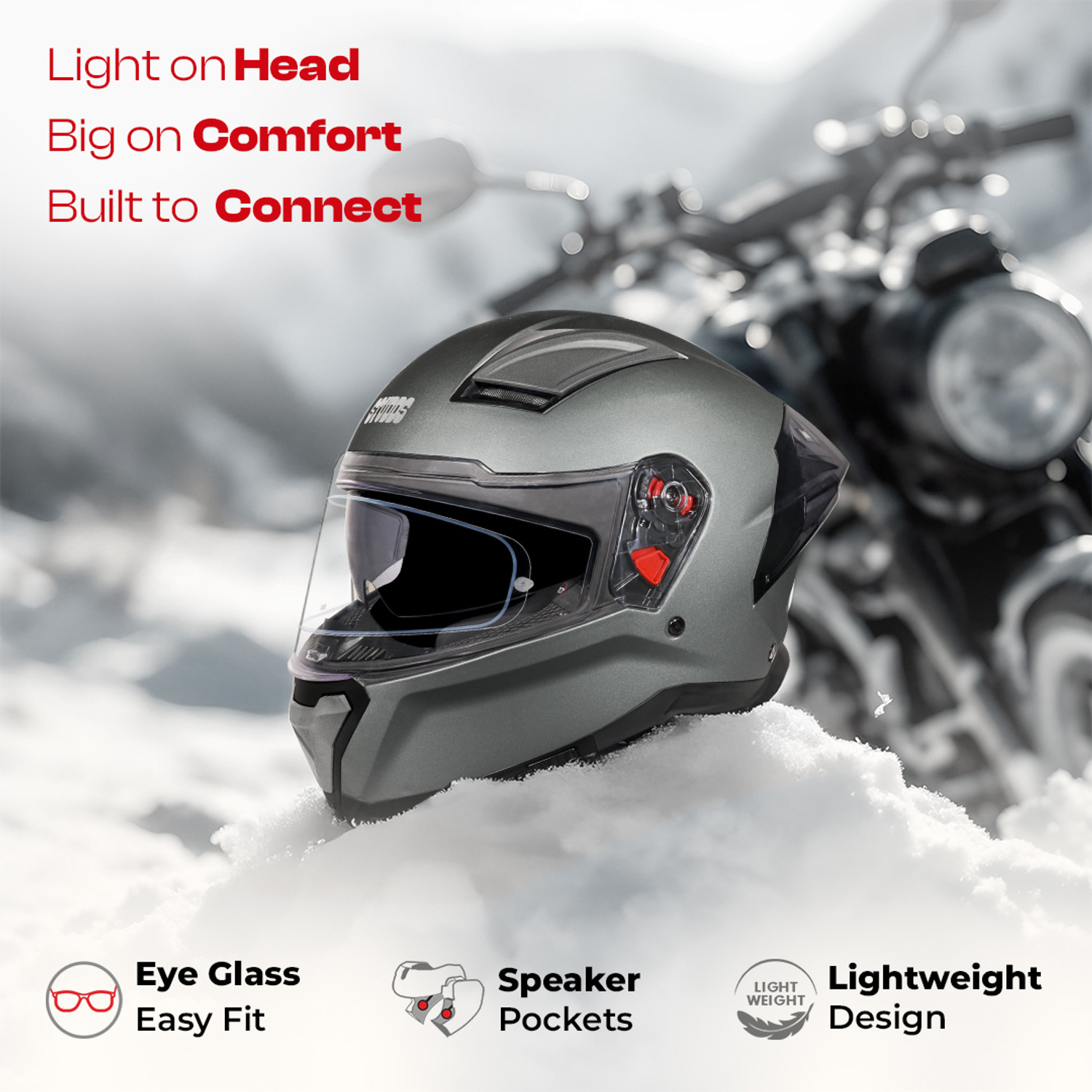 Image of STUDDS Helios Full Face ISI and DOT Certified Helmet with Antifog 100 Lens Motorbike Helmet