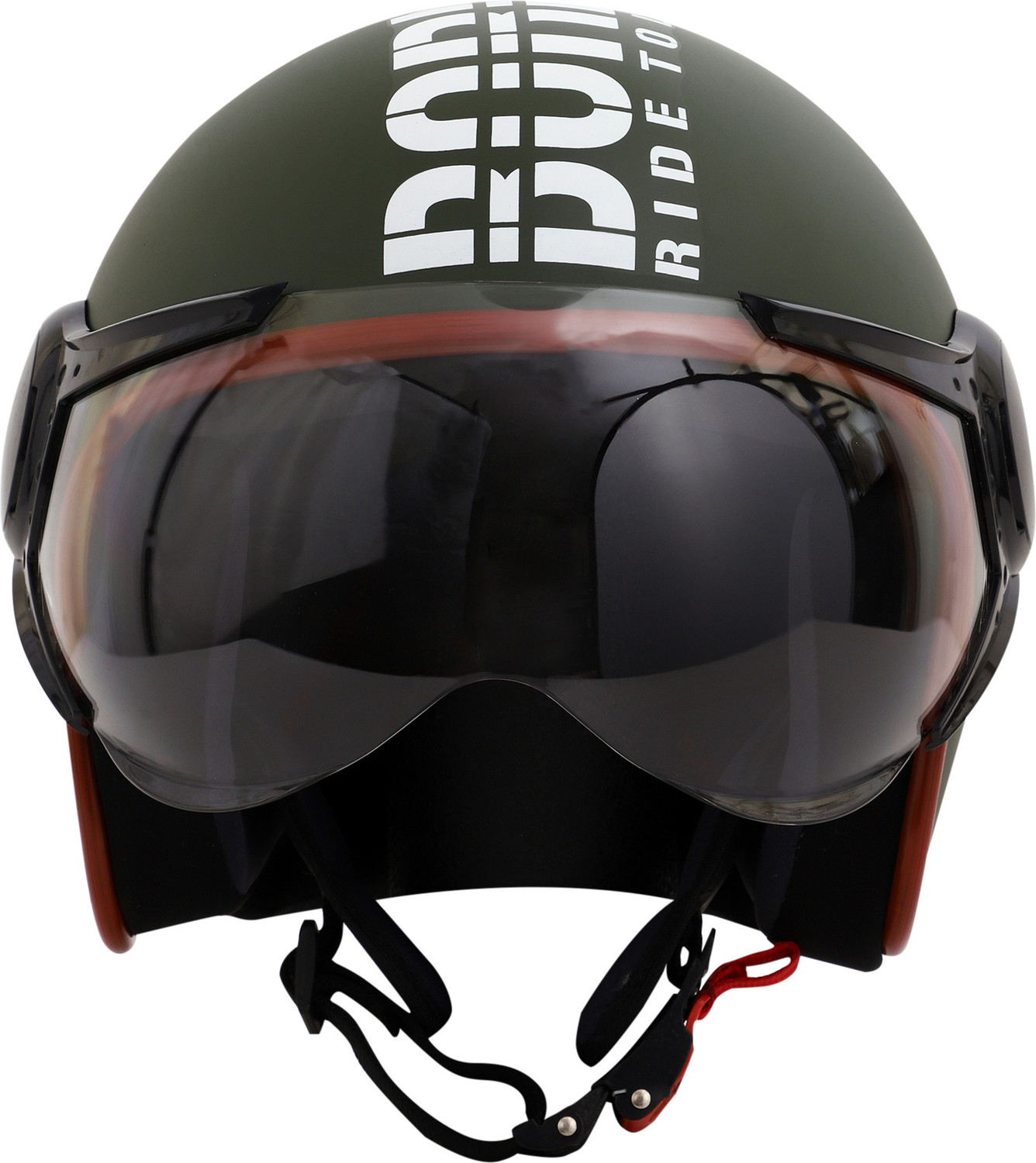 Image of ASCONE Thump BTR Open Face Helmet, Unisex, ISI Approved, Clear PC Visor, Medium, 58cm Motorbike Helmet