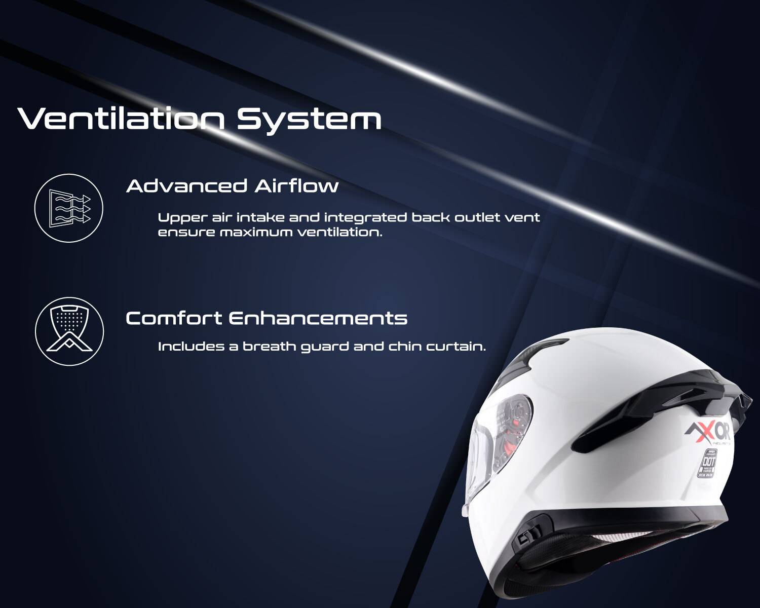 Axor Apex Solid Motorbike Helmet (White) - Image 3