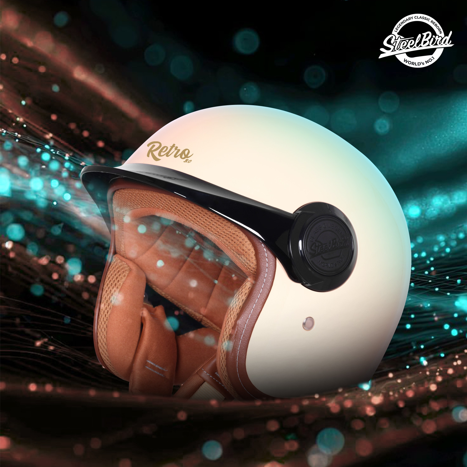Image of Steelbird SBH-65 3.0 Retro With Peak Cap ISI And DOT Certified Open Face Motorbike Helmet