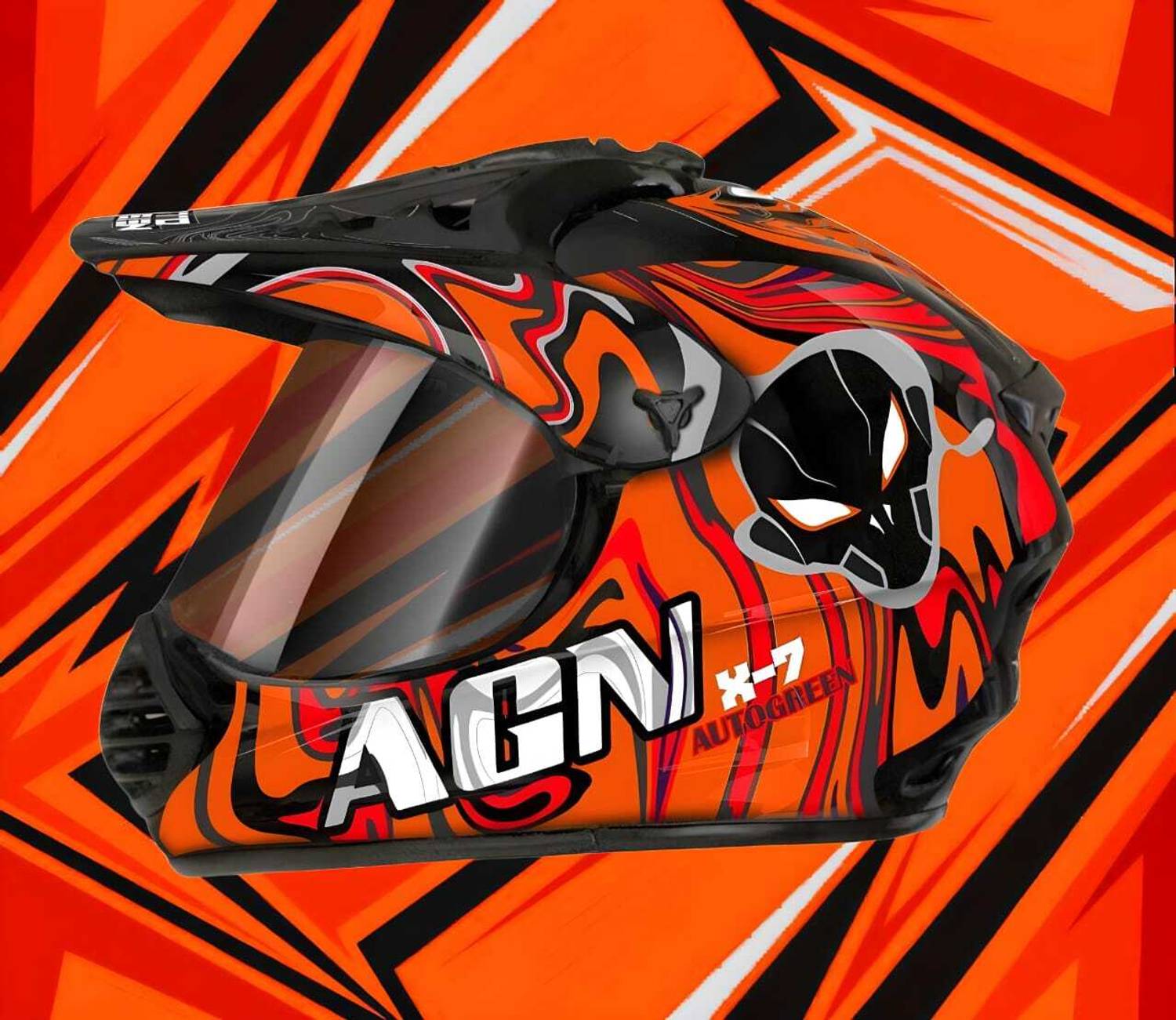 Agx Autogreen X7 Alien ABS Material with polycarbonate Visor Motorbike Helmet