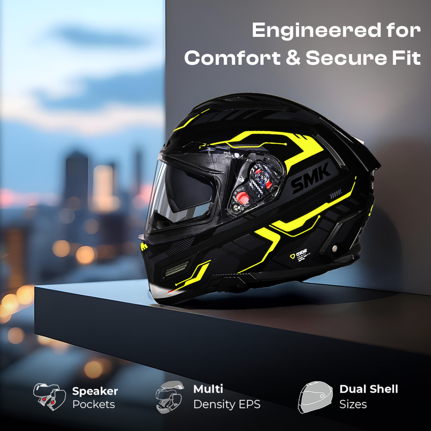 Image of SMK AGNAR TEKTRON ISI, DOT & ECE 06 Certified Helmet with Dual Visor Motorbike Helmet