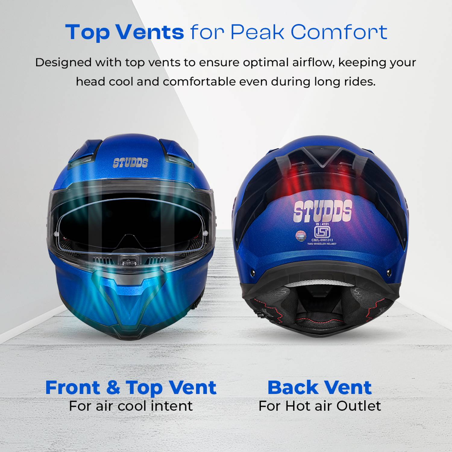 STUDDS Helios Full Face Motorbike Helmet - Image 4