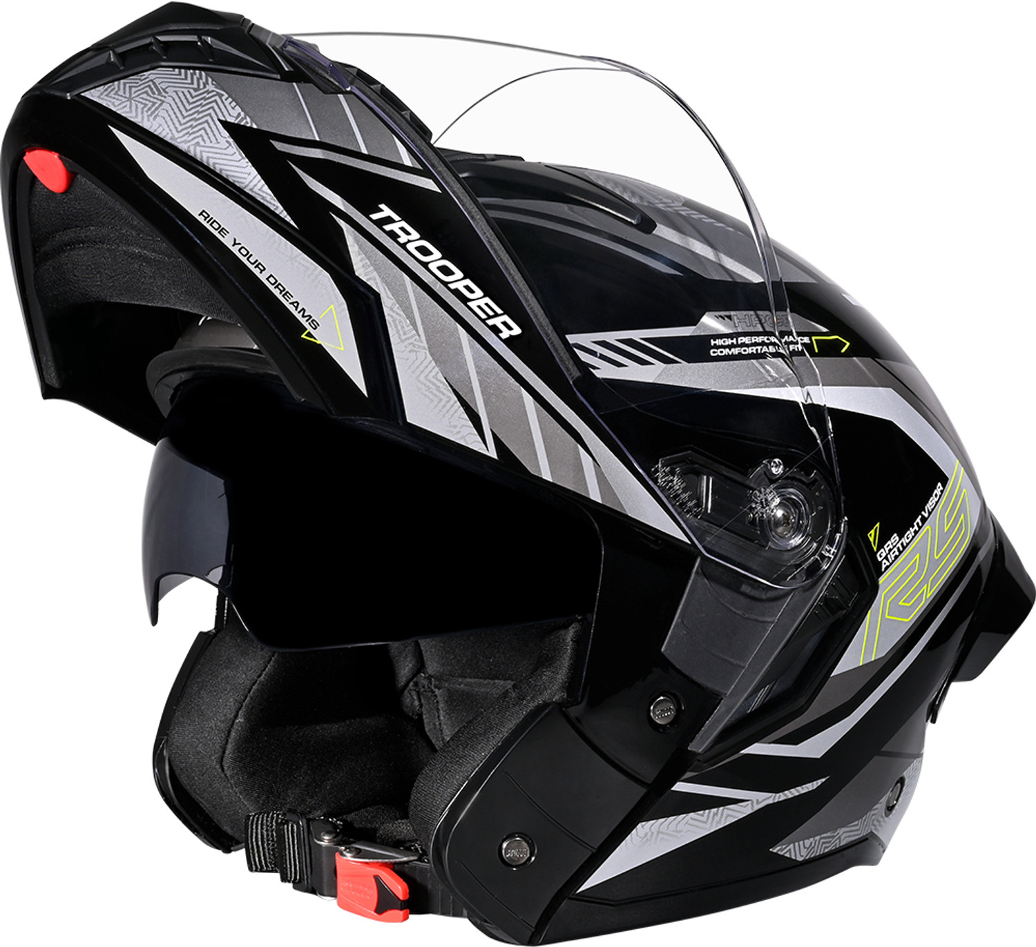 Image of STUDDS Trooper D4 Race ISI and DOT Certified Flip-Up Helmet with Spoiler Motorbike Helmet