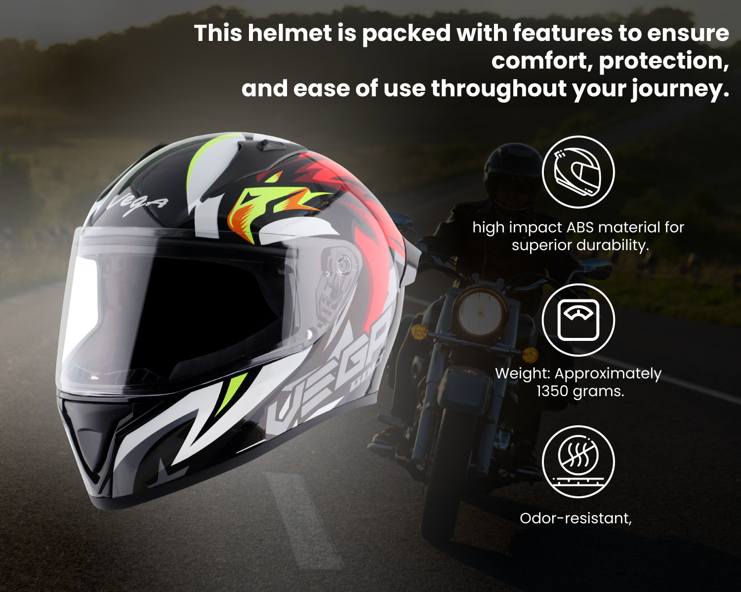 Image of VEGA Speedx Motorbike Helmet