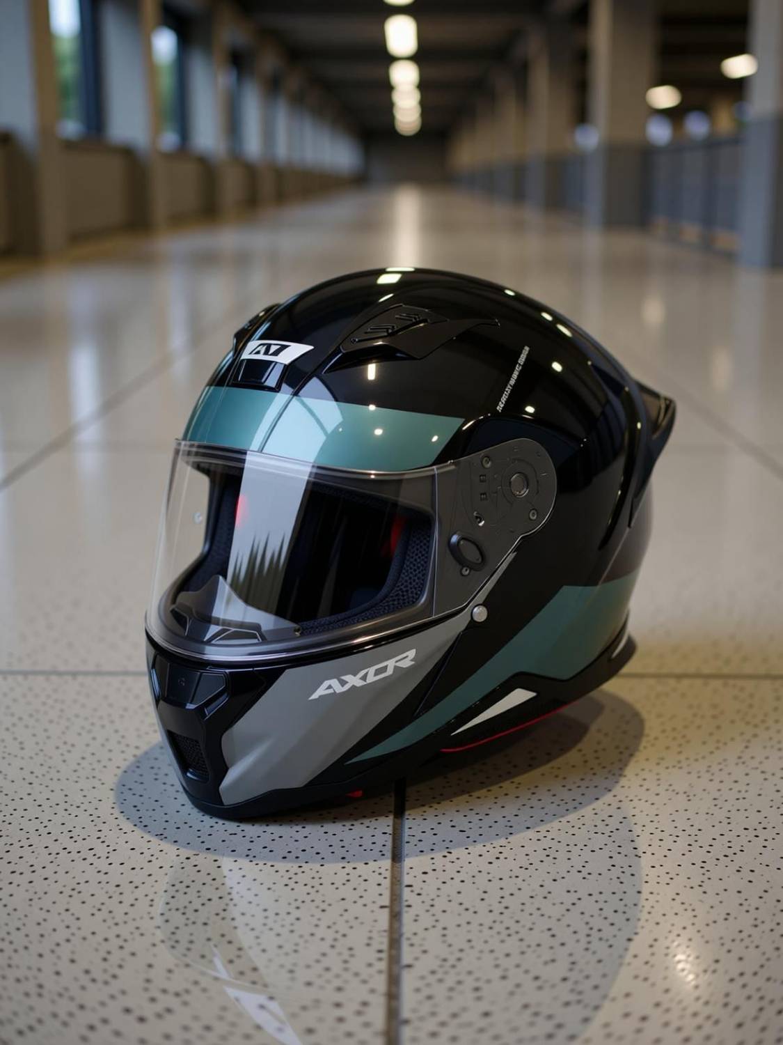 Axor Hunter Turbo Motorbike Helmet - Black - Image 4
