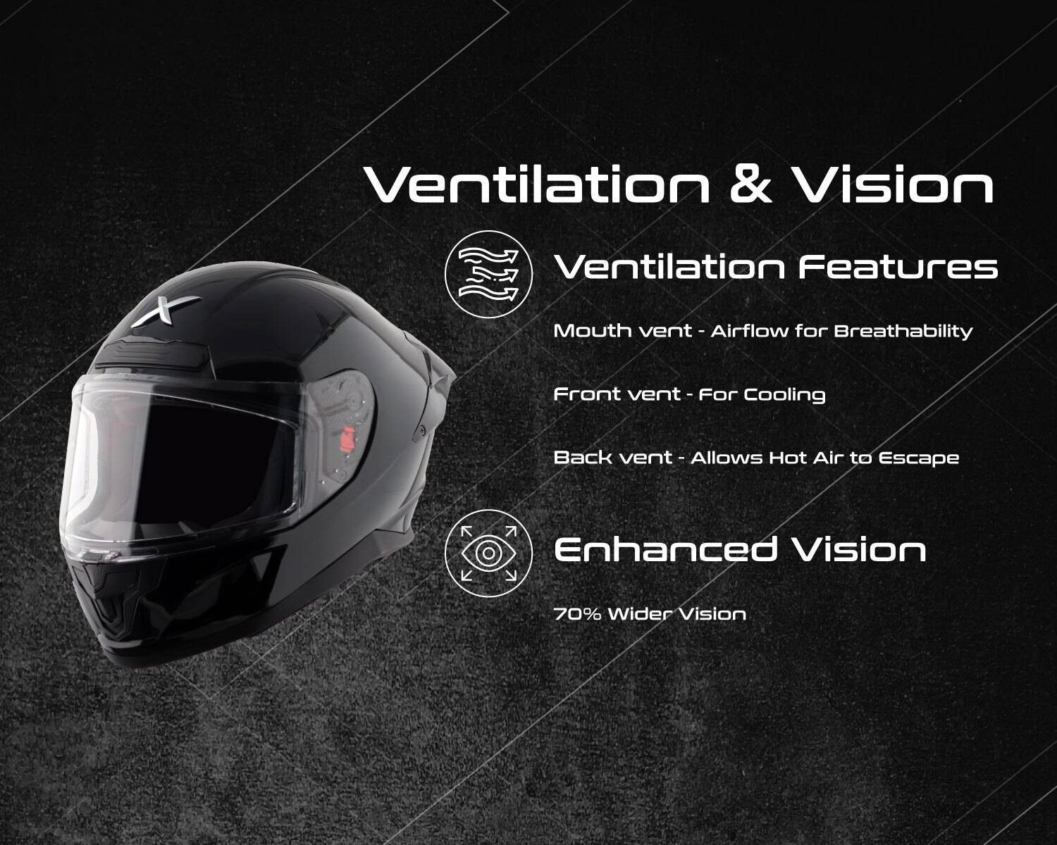 Axor Saber Motorbike Helmet Black - Image 3