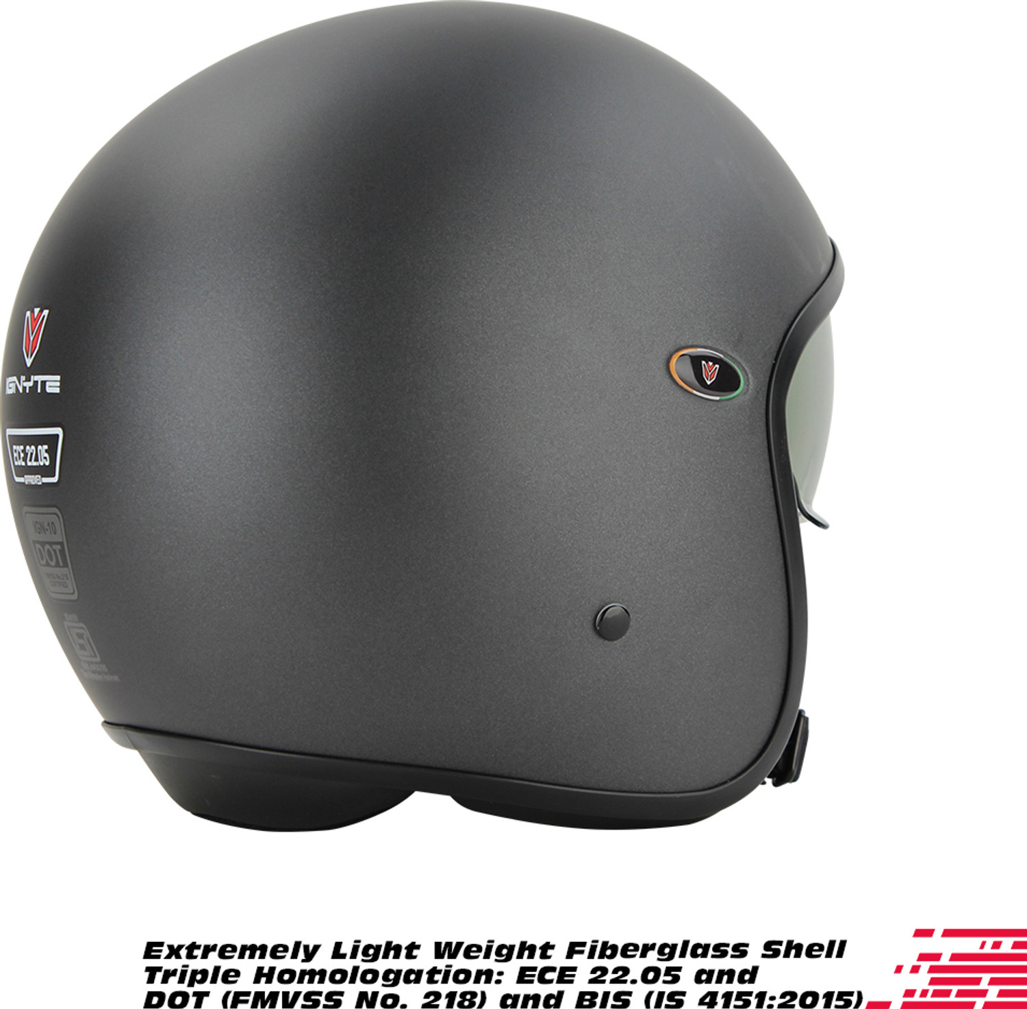 Image of IGNYTE IGN-10 ECE 22.05 /ISI /DOT Certified Open Face Helmet with Smoke Sun Shield Motorbike Helmet