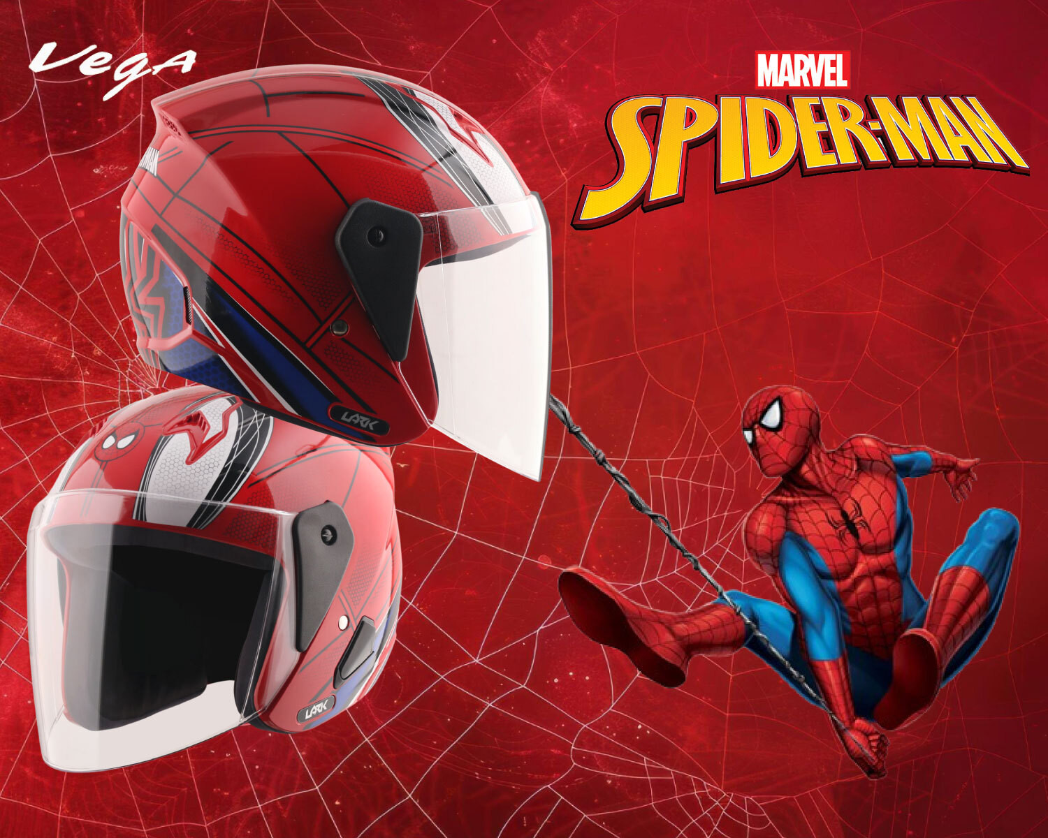 Image of VEGA Lark Marvel Spiderman Motorbike Helmet