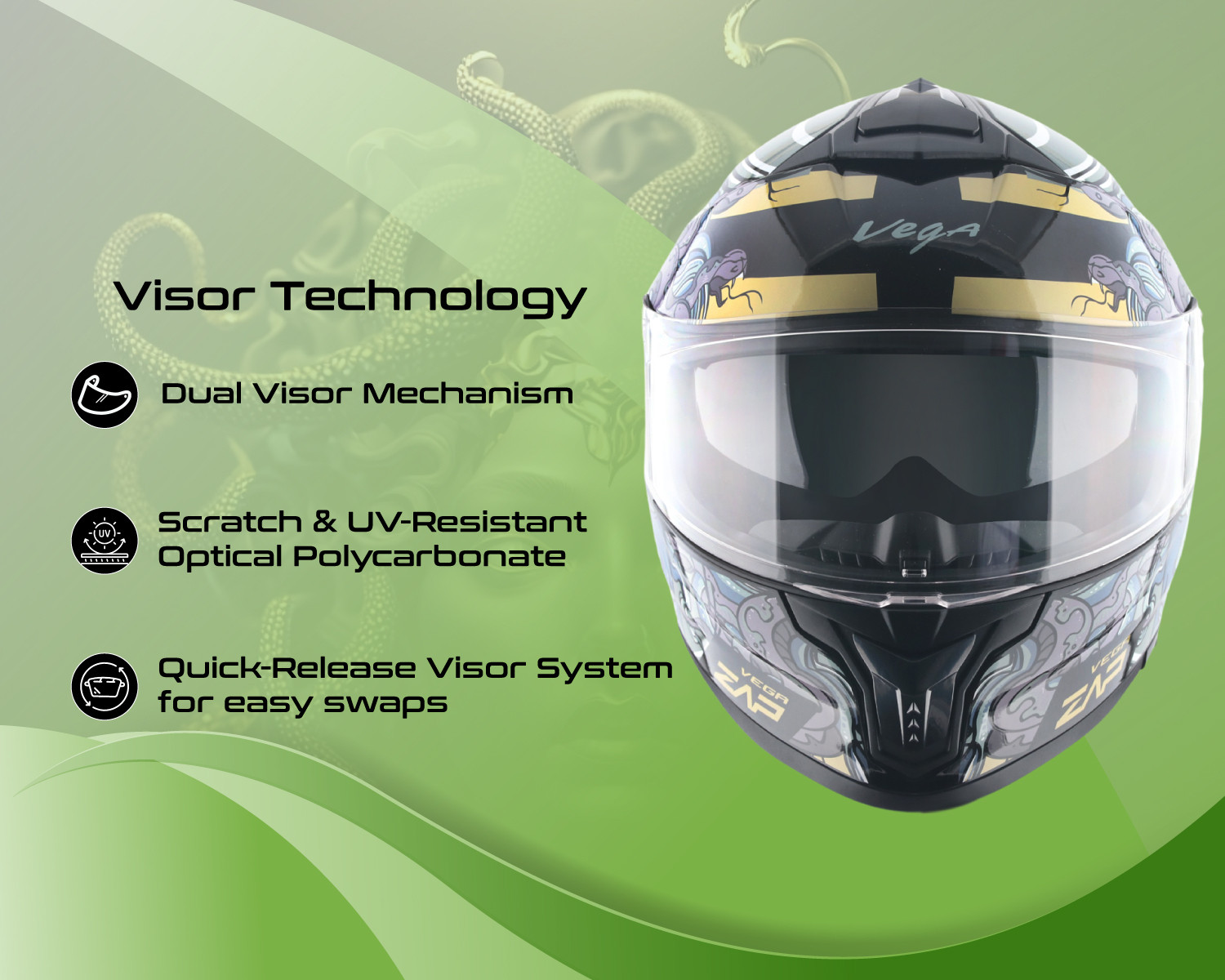 Image of VEGA Zap DV Medusa Motorbike Helmet