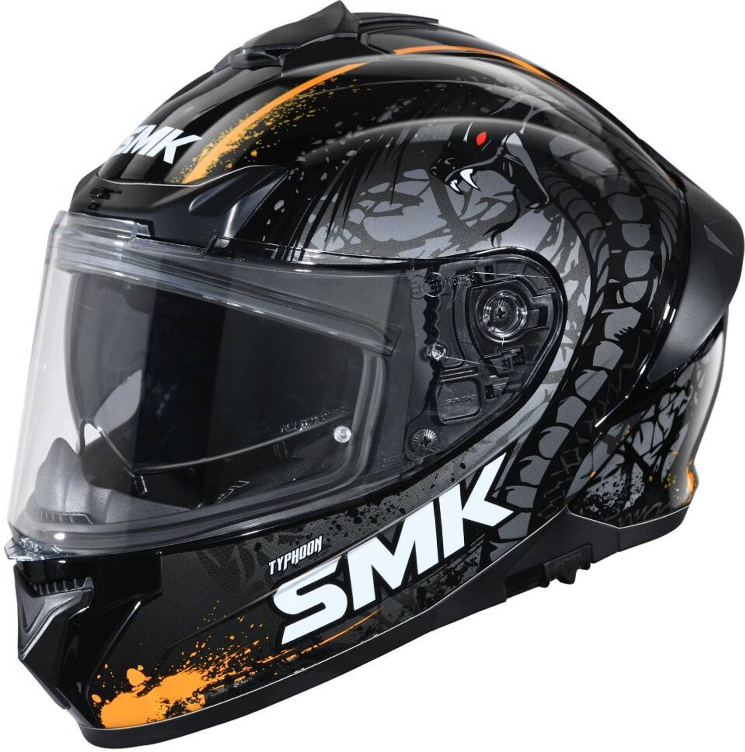 SMK Typhoon Motorbike Helmet, Black