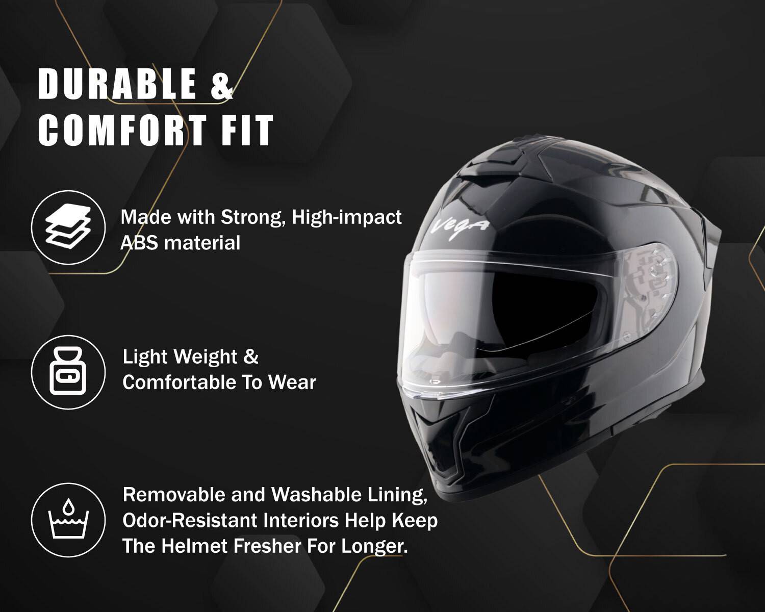 VEGA Zap D/V Motorbike Helmet Black - Image 2