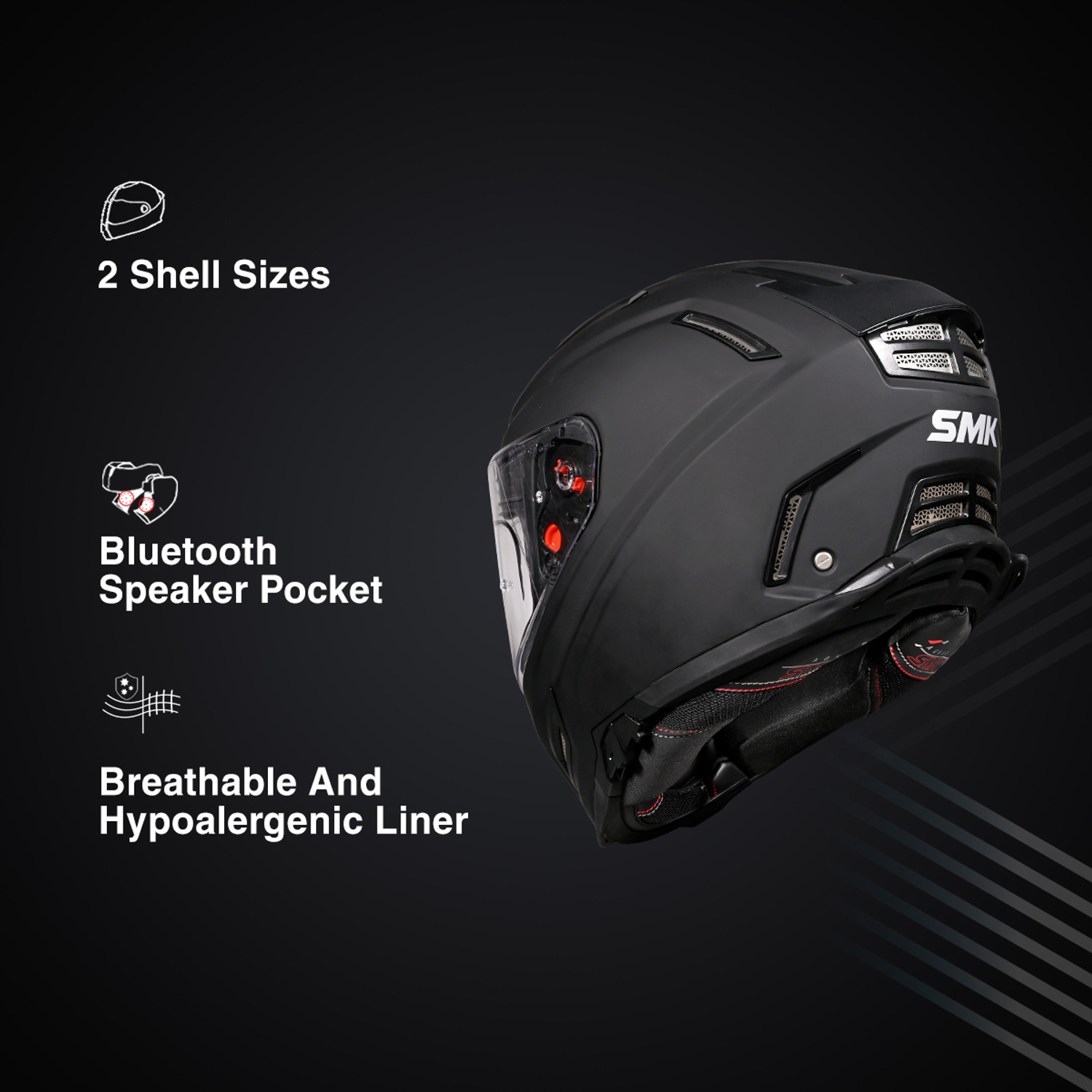 Image of SMK AGNAR SOLID ISI, DOT & ECE 06 Certified Helmet with Dual Visor Motorbike Helmet