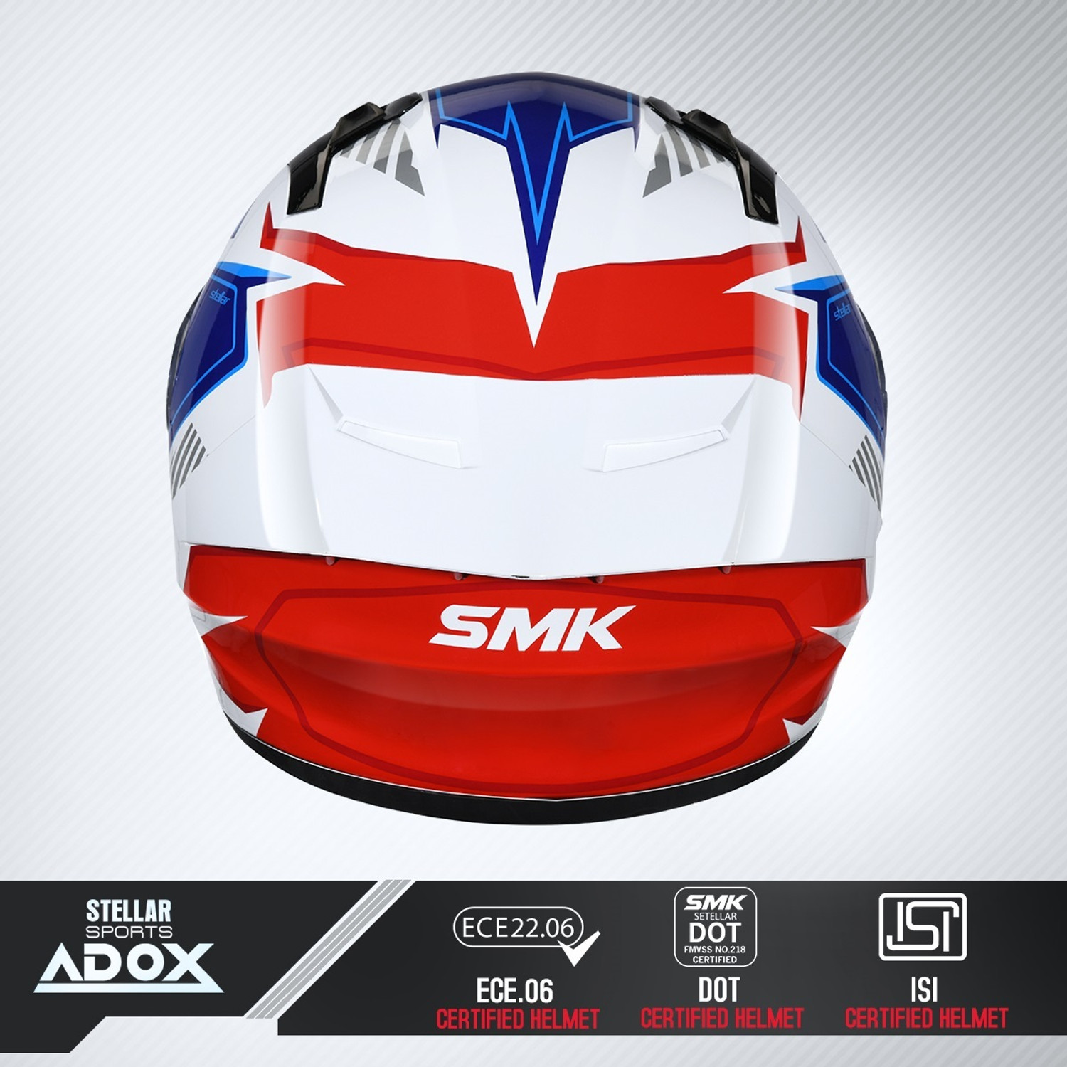 Image of SMK Stellar Sports Adox Motorbike Helmet (Multicolor)