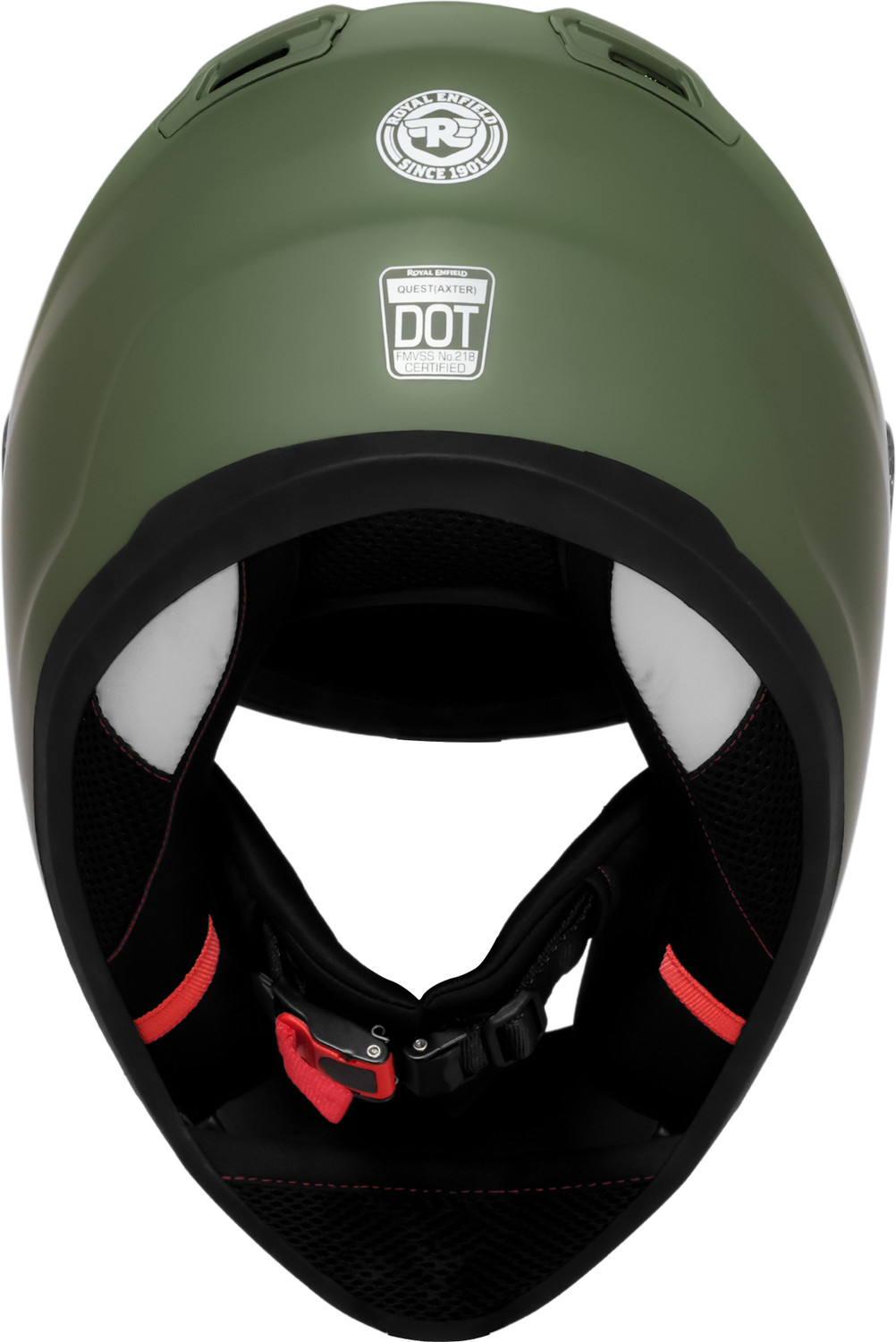 Image of ROYAL ENFIELD Quest Full Face with Visor | ISI & DOT | for Men and Women Motorbike Helmet (Battle Green)