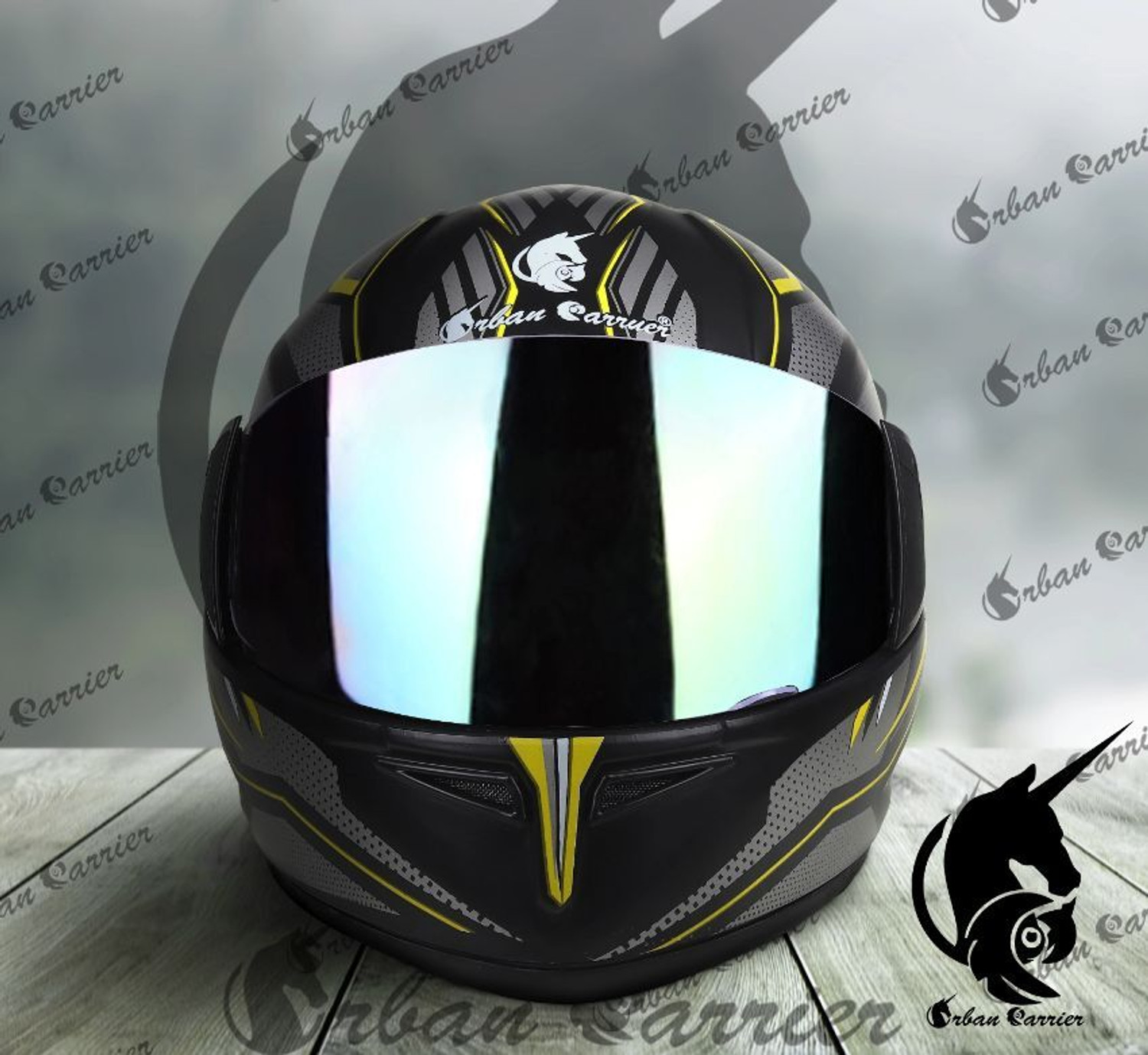 Image of urban carrier ISI Certified ABS Material Full Face Stylish Helmet with Rainbow Visor(K34) Motorbike Helmet
