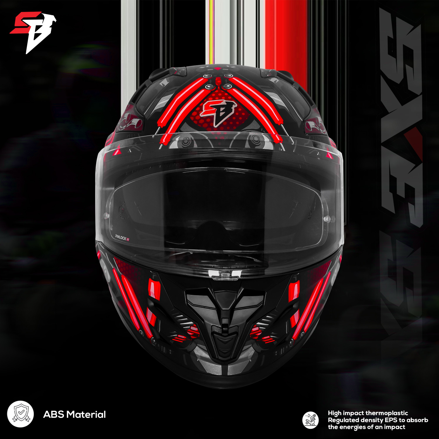 Image of Steelbird SBH 61 SXE X2 ISI and Dot Certified Full Face Graphic Helmet for Men Motorbike Helmet