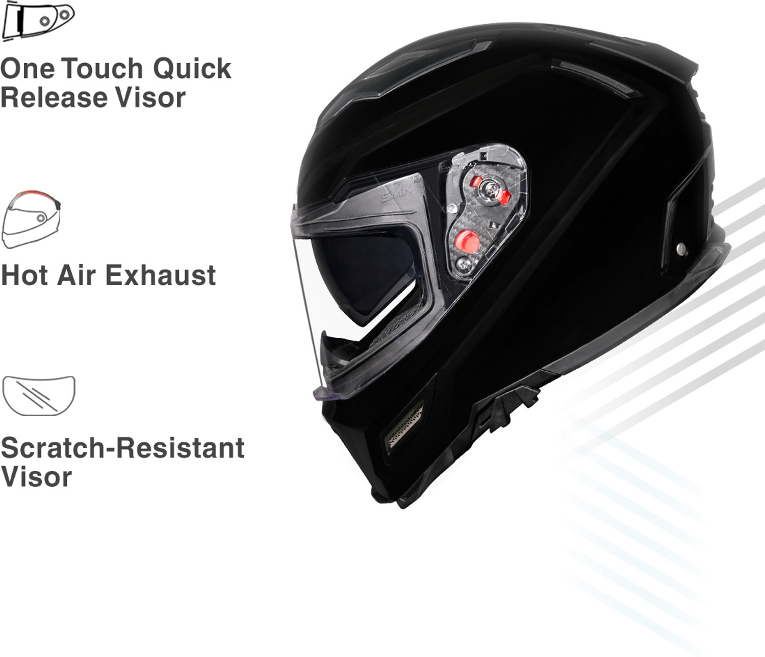 Image of SMK AGNAR SOLID ISI, DOT & ECE 06 Certified Helmet with Dual Visor Motorbike Helmet