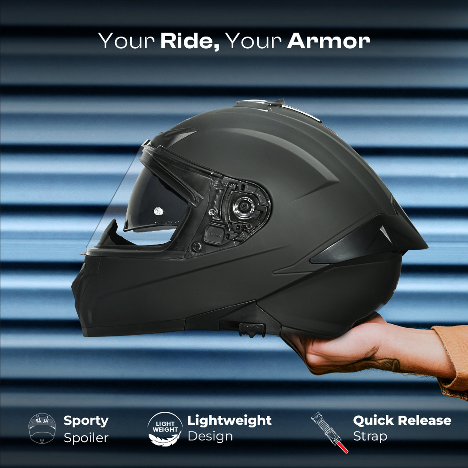 Image of SMK Typhoon Solid Dual Visor Helmet Motorbike Helmet