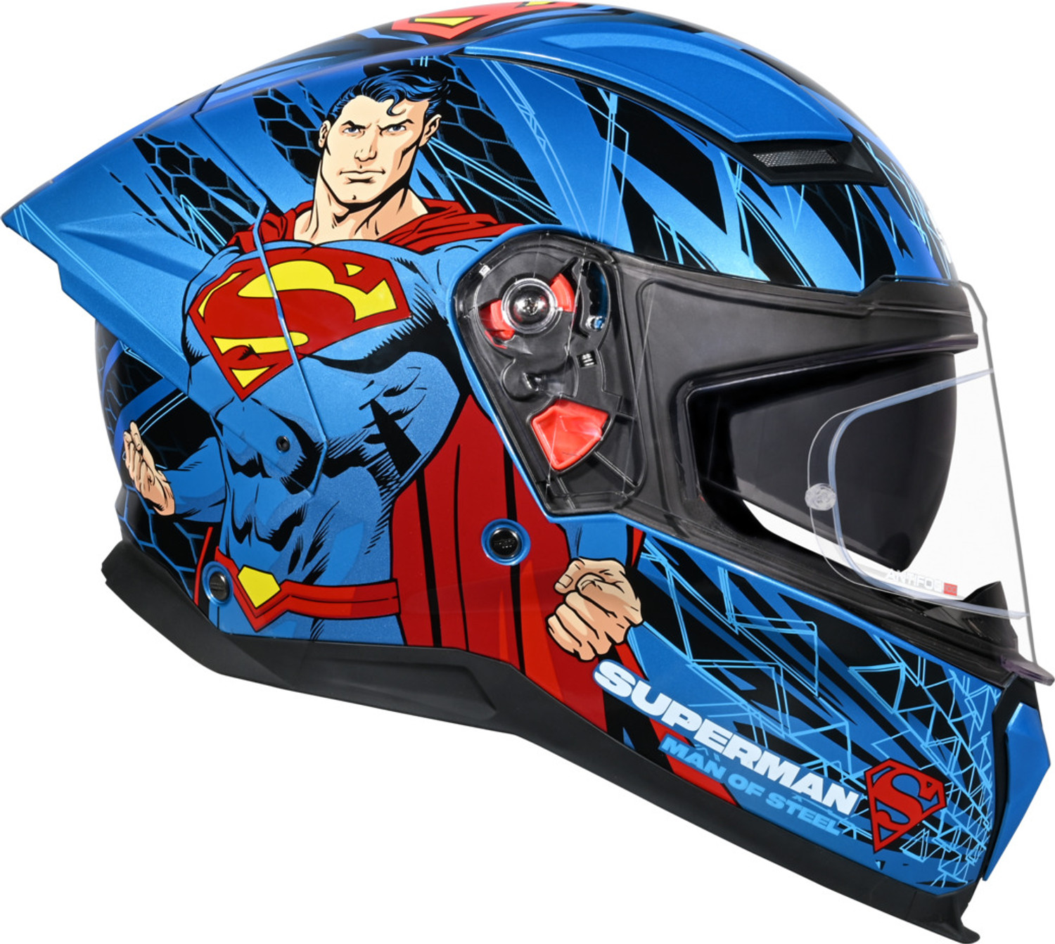 Image of STUDDS Helios Superman Edition ISI and DOT Certified Helmet with Antifog 100 Motorbike Helmet