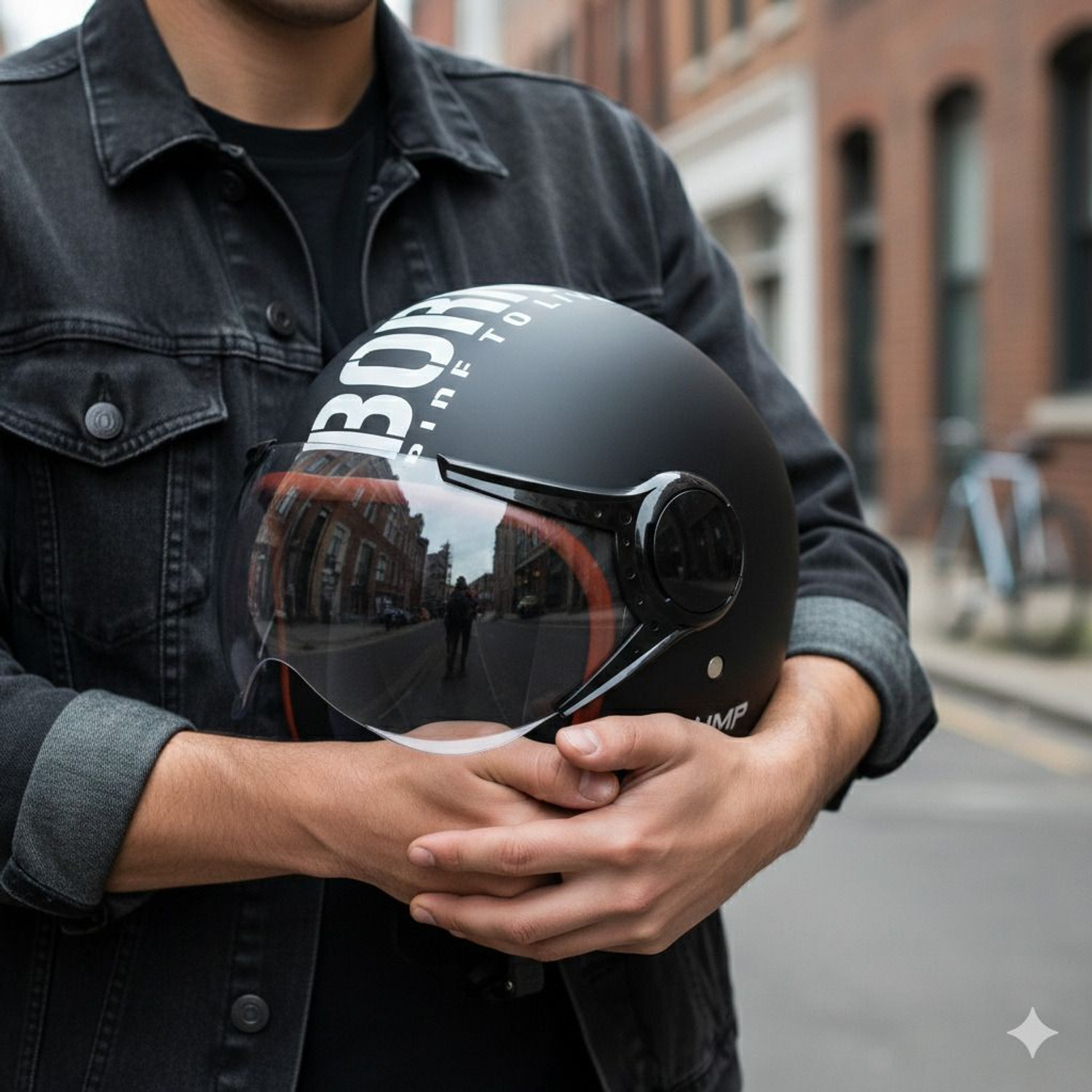 Image of ASCONE Thump BTR Open Face Helmet, Unisex, ISI Approved, Clear PC Visor, Medium, 58cm Motorbike Helmet