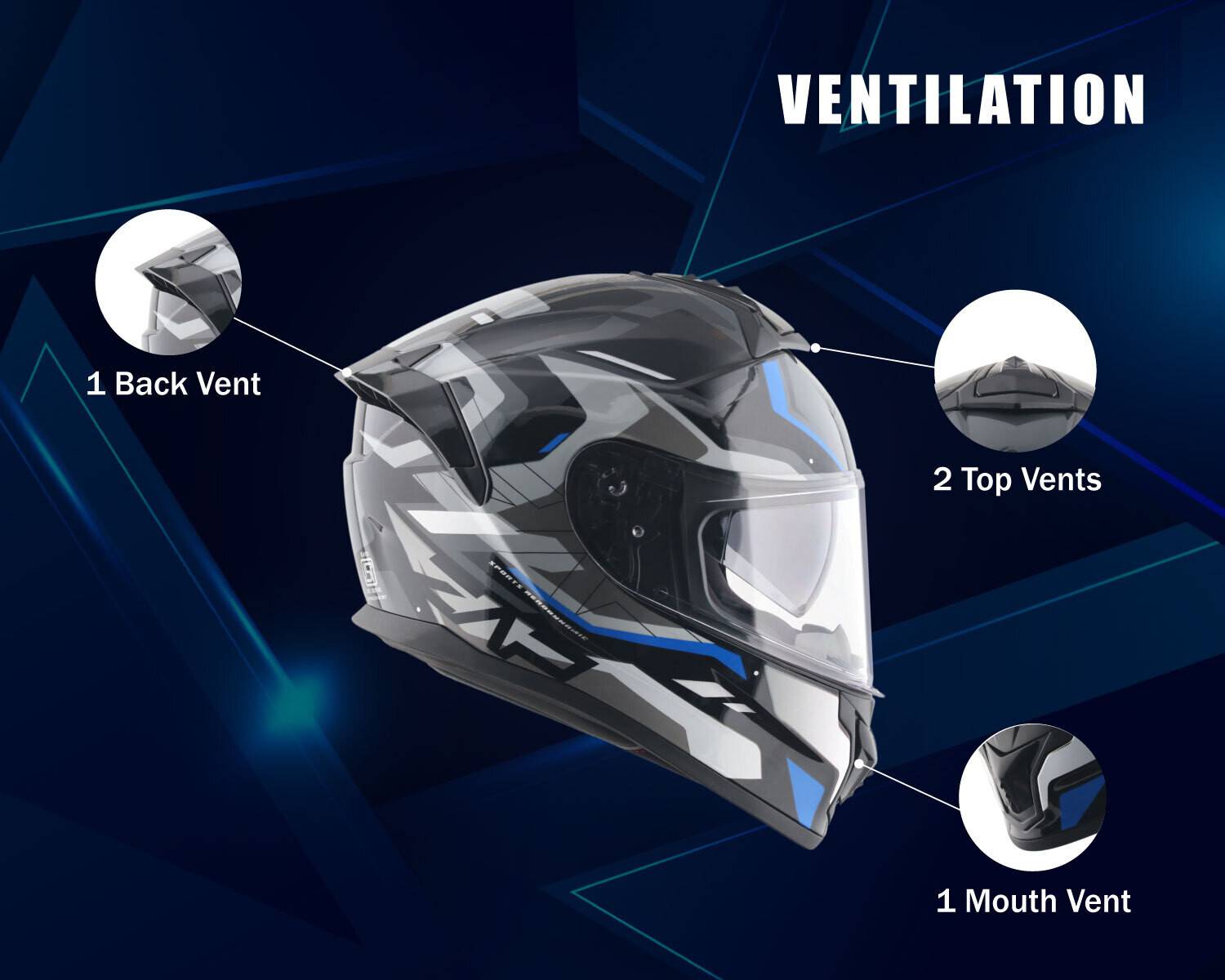 VEGA Zap Volt D/V Motorbike Helmet Black - Image 4