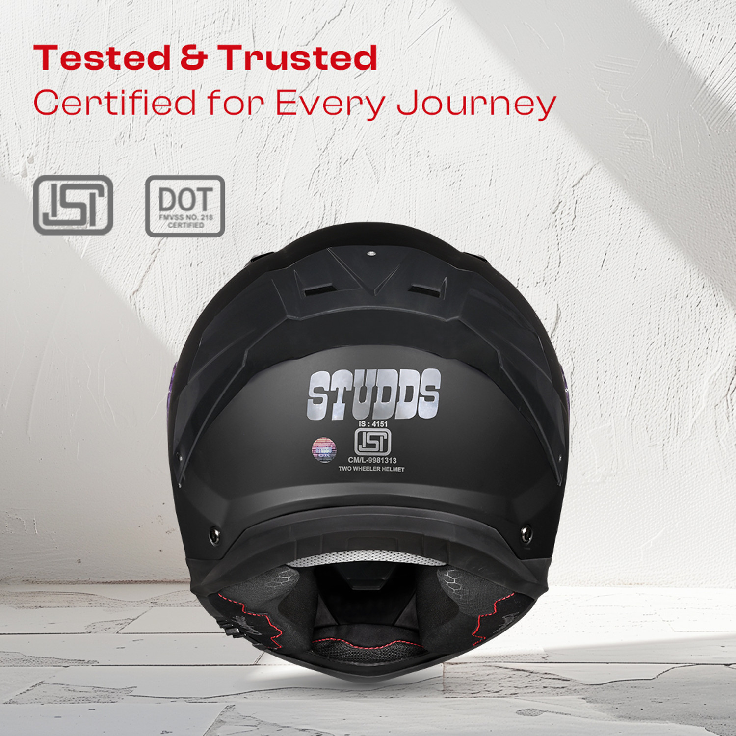 Image of STUDDS Helios Full Face ISI and DOT Certified Helmet with Antifog 100 Lens Motorbike Helmet