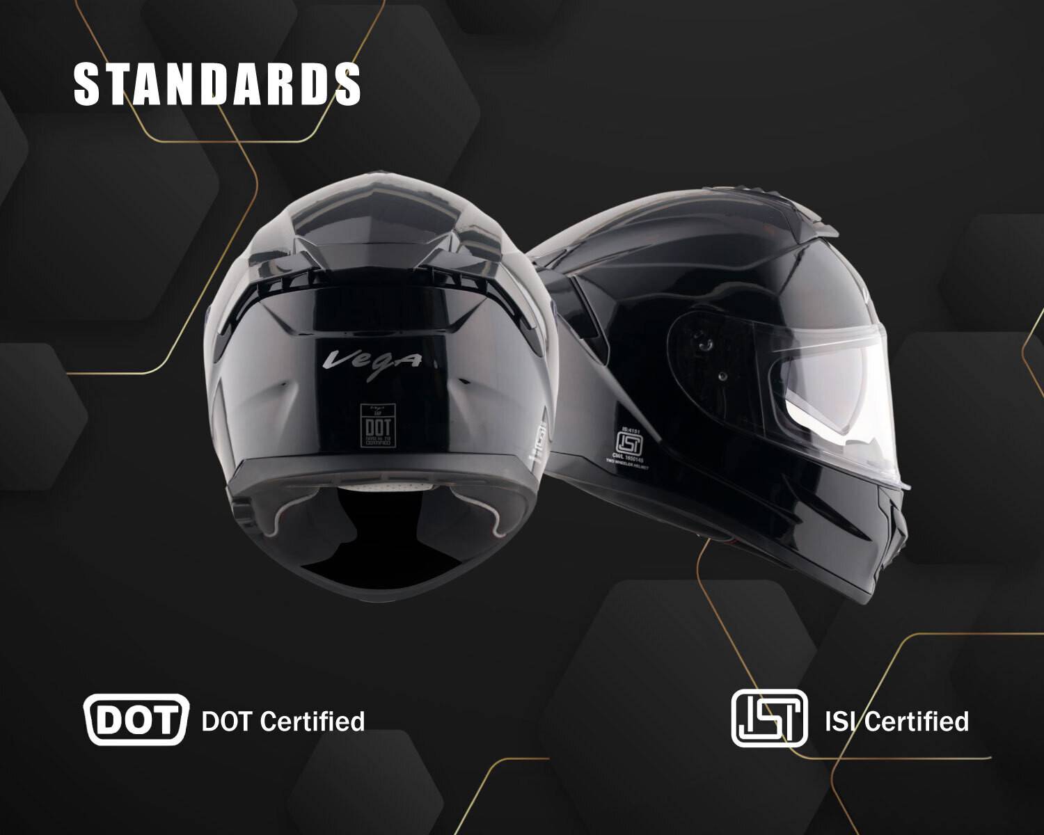 VEGA Zap D/V Motorbike Helmet Black - Image 5