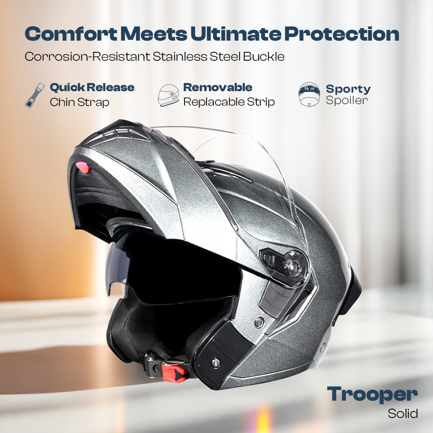Image of STUDDS Trooper Flip-up Full Face with Dual Visor Motorbike Helmet