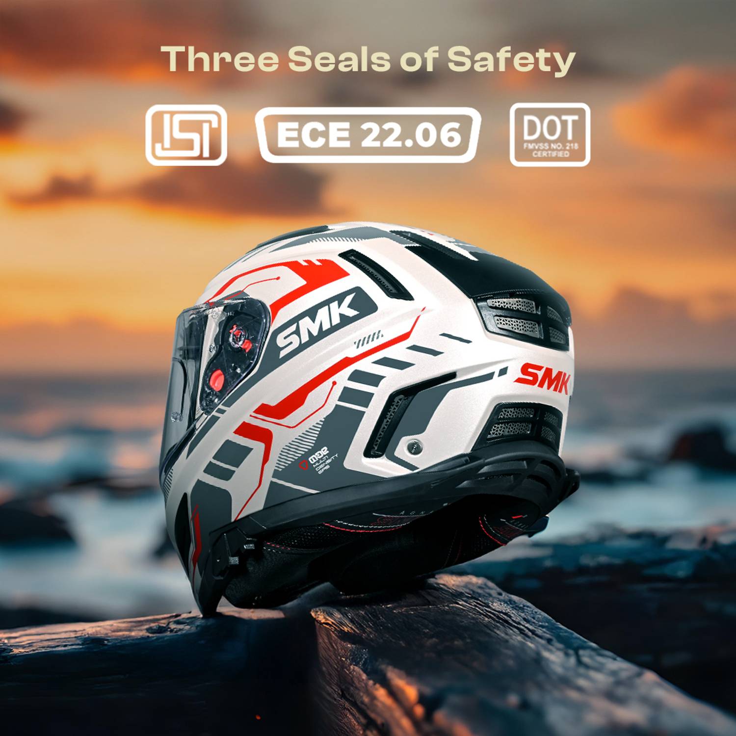 SMK AGNAR TEKTRON Dual Visor Motorbike Helmet - Image 4