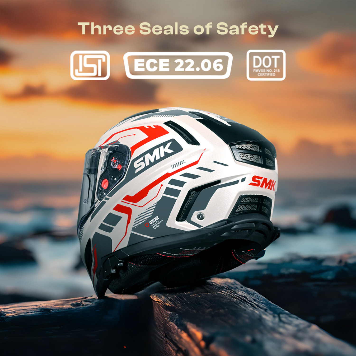 Image of SMK AGNAR TEKTRON ISI, DOT & ECE 06 Certified Helmet with Dual Visor Motorbike Helmet