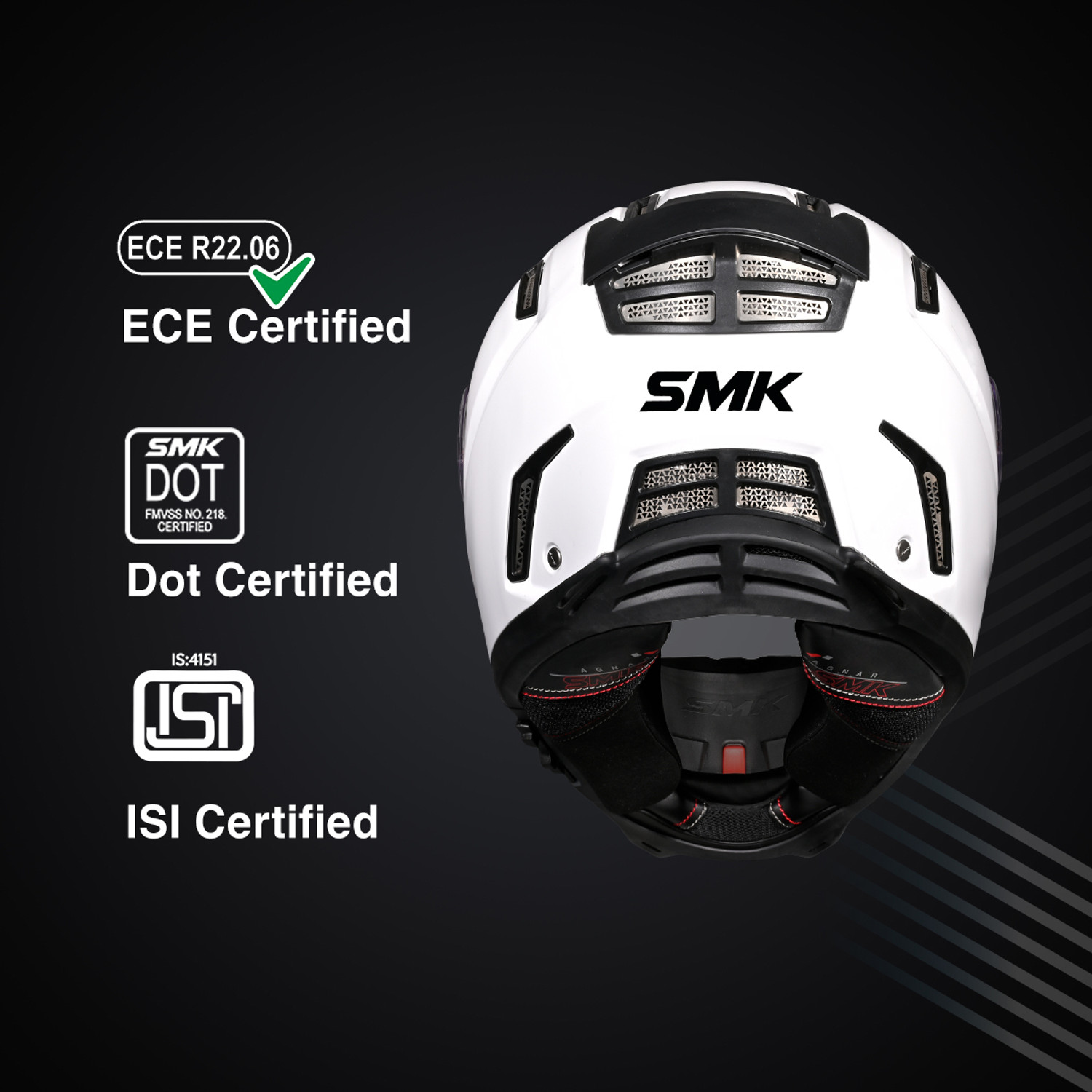 Image of SMK AGNAR SOLID ISI, DOT & ECE 06 Certified Helmet with Dual Visor Motorbike Helmet