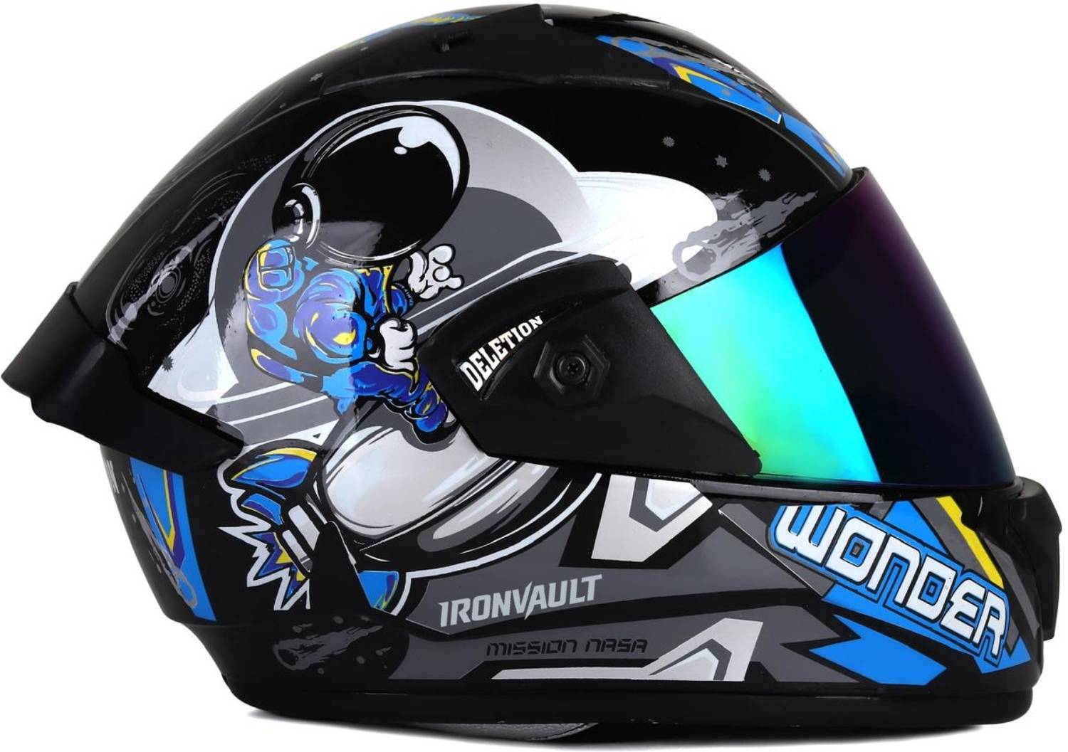 IRONVAULT Wonder Rainbow Visor Motorbike Helmet - Image 1