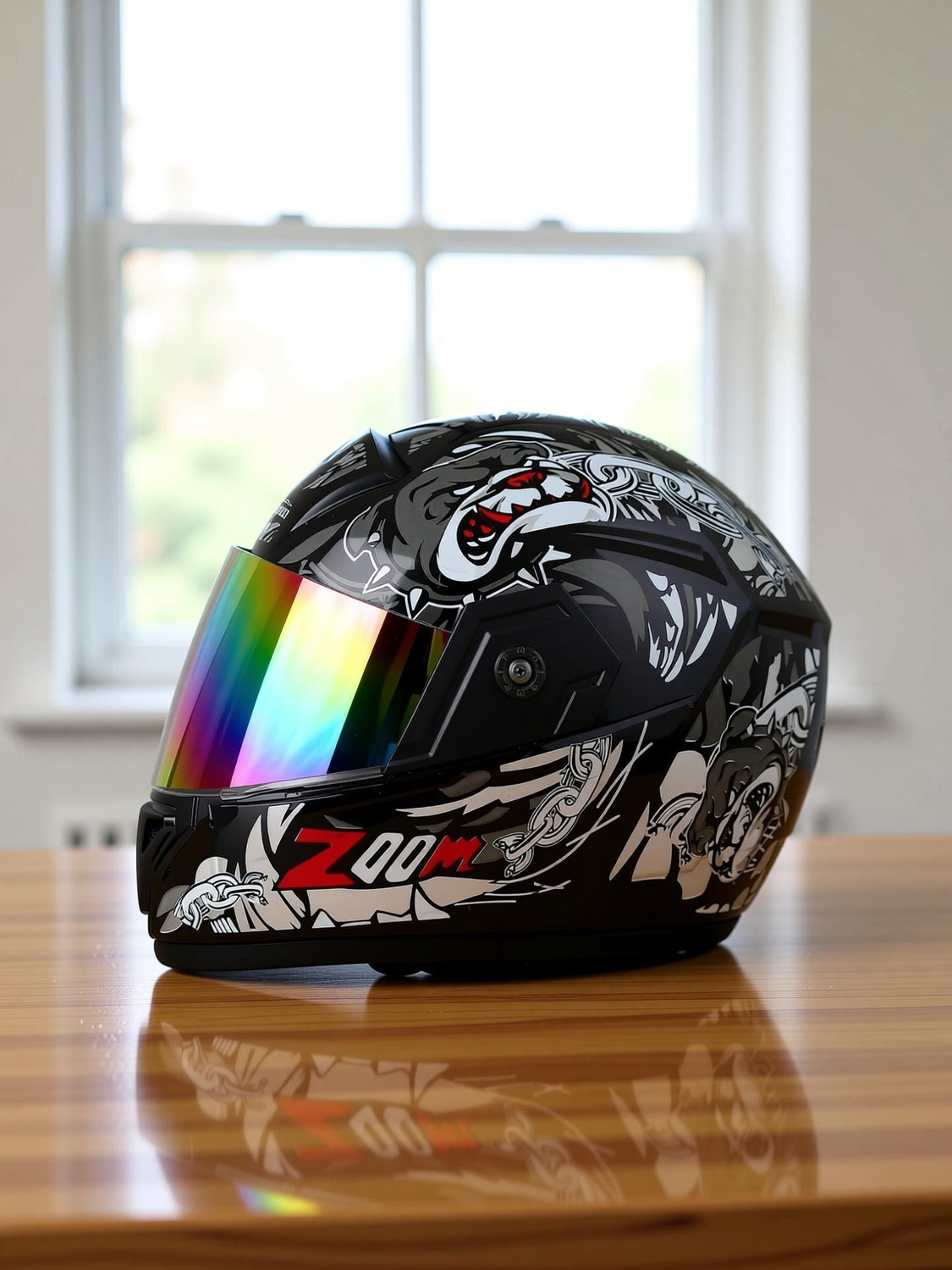 Image of YOURCITYSELLER super sliver rambo glass Motorbike Helmet
