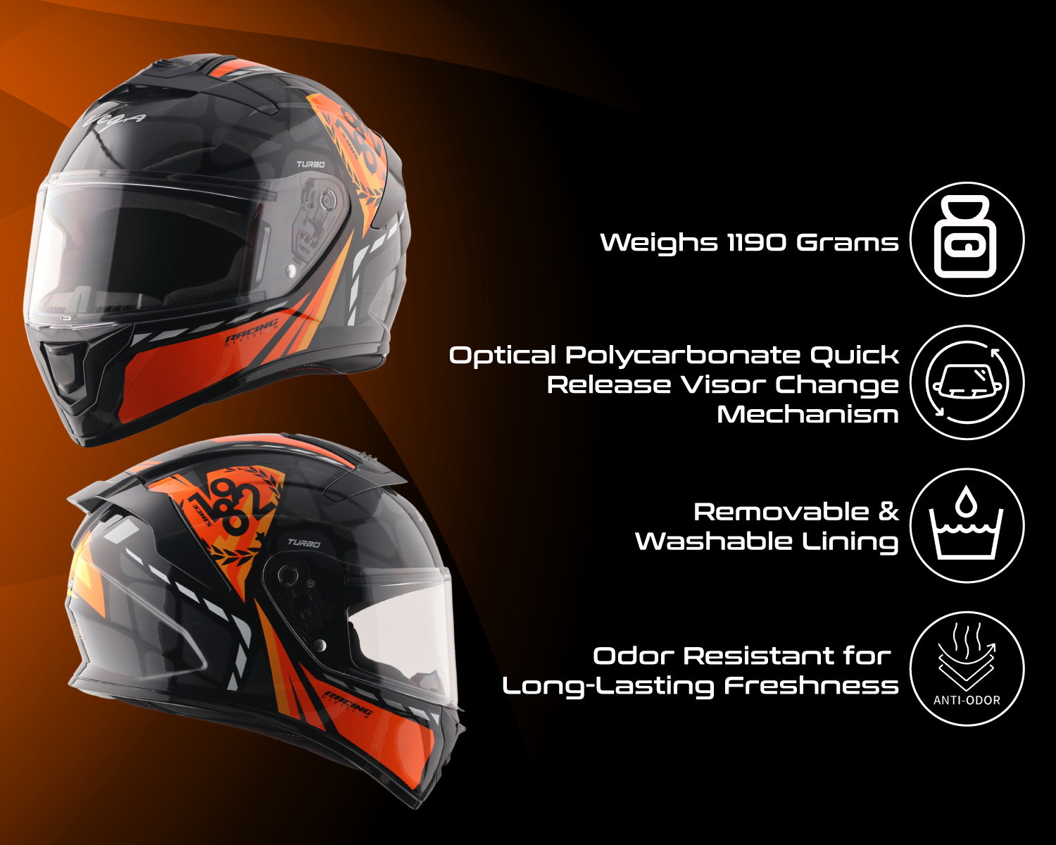 Image of VEGA VF-10 Turbo Squad Motorbike Helmet