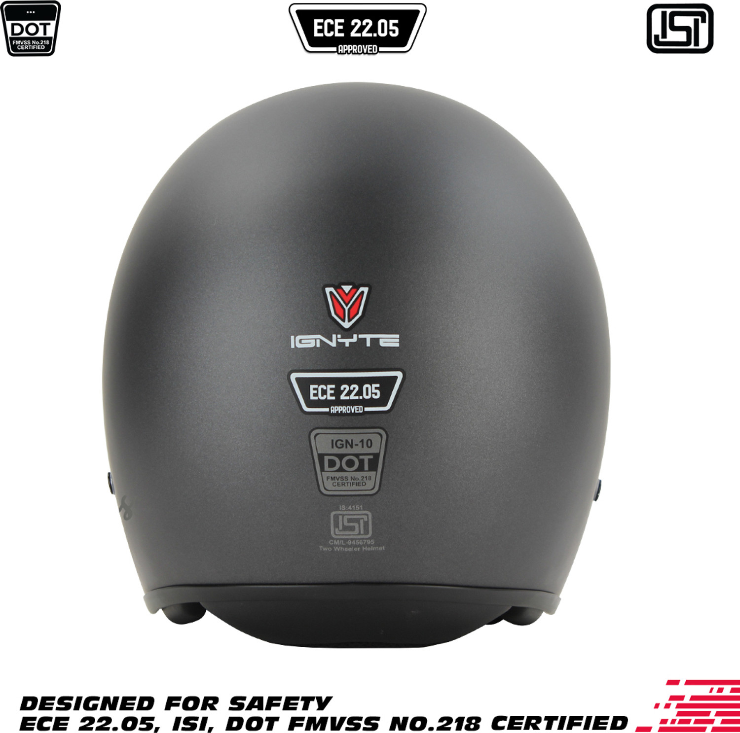 Image of IGNYTE IGN-10 ECE 22.05 /ISI /DOT Certified Open Face Helmet with Smoke Sun Shield Motorbike Helmet