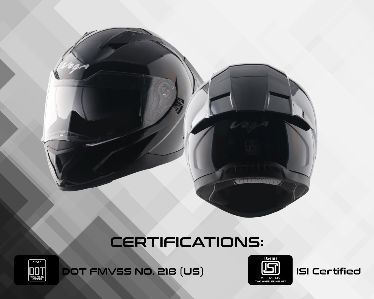 Image of VEGA Rapid DV with Spoiler and Extra Smoke Visor Motorbike Helmet